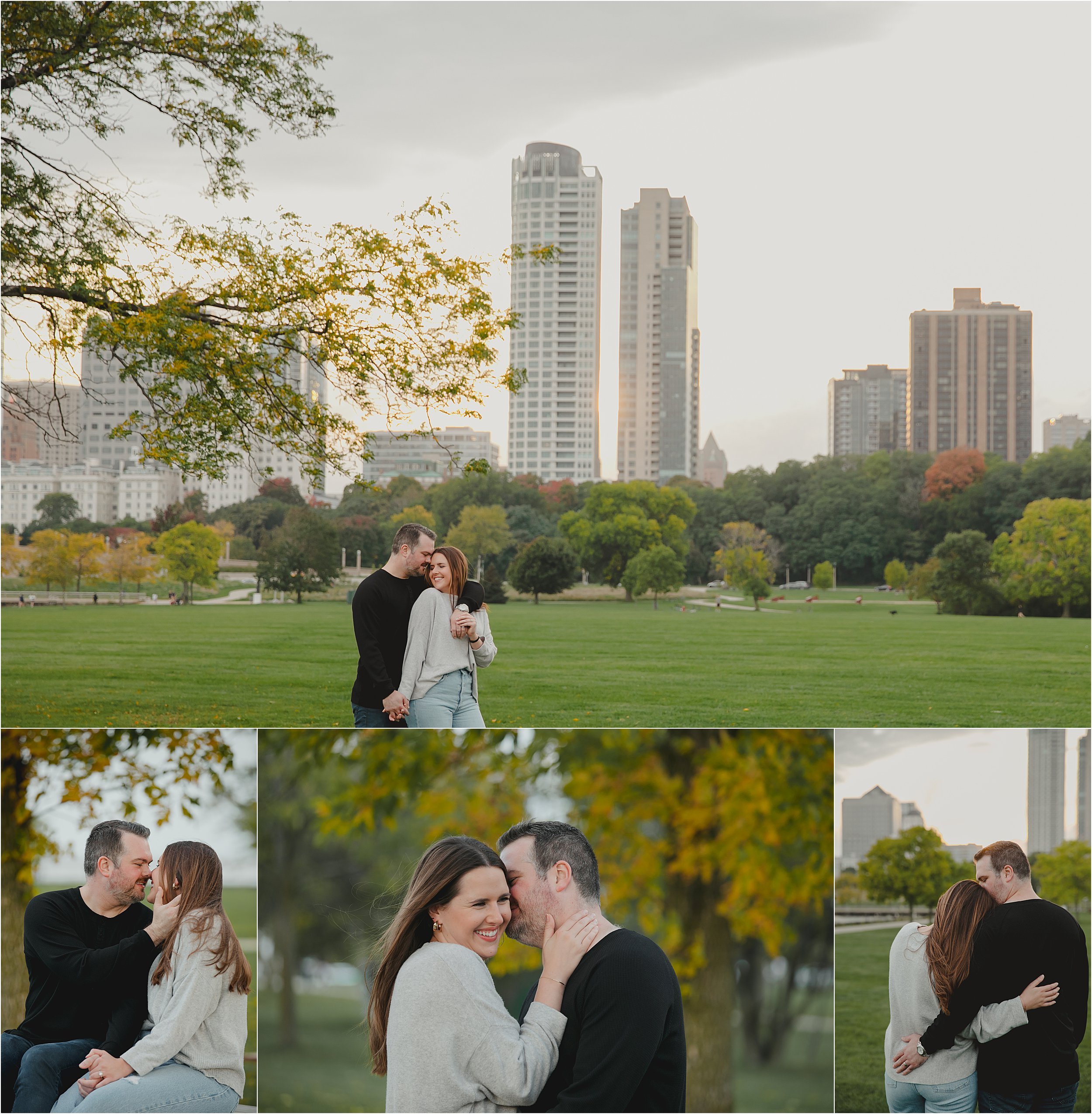 05-relaxed-candid-golden-hour-engagement-photos-lakefront-downtown.JPG