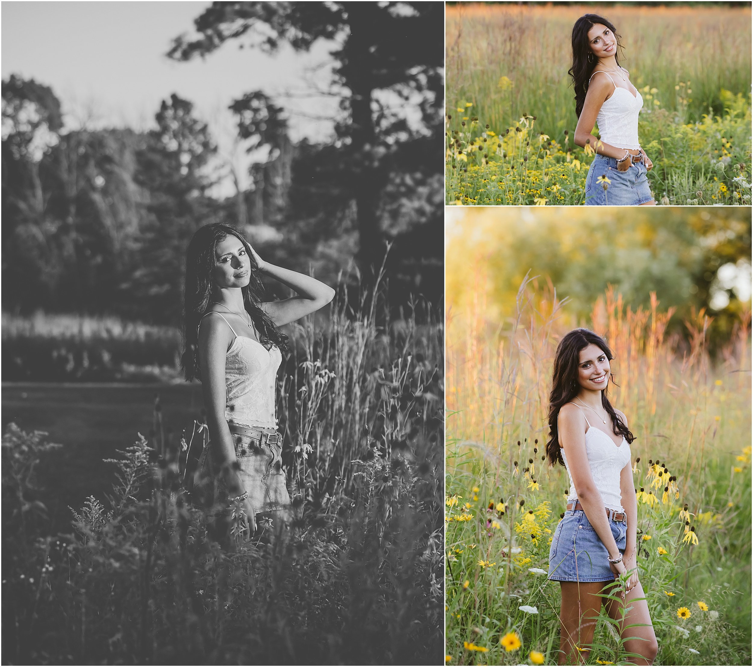 03-senior-shoot-sunset-golden-hour-flowers-fields-blue-hour-dark-haired-girl-white-tank-jean-shorts.JPG