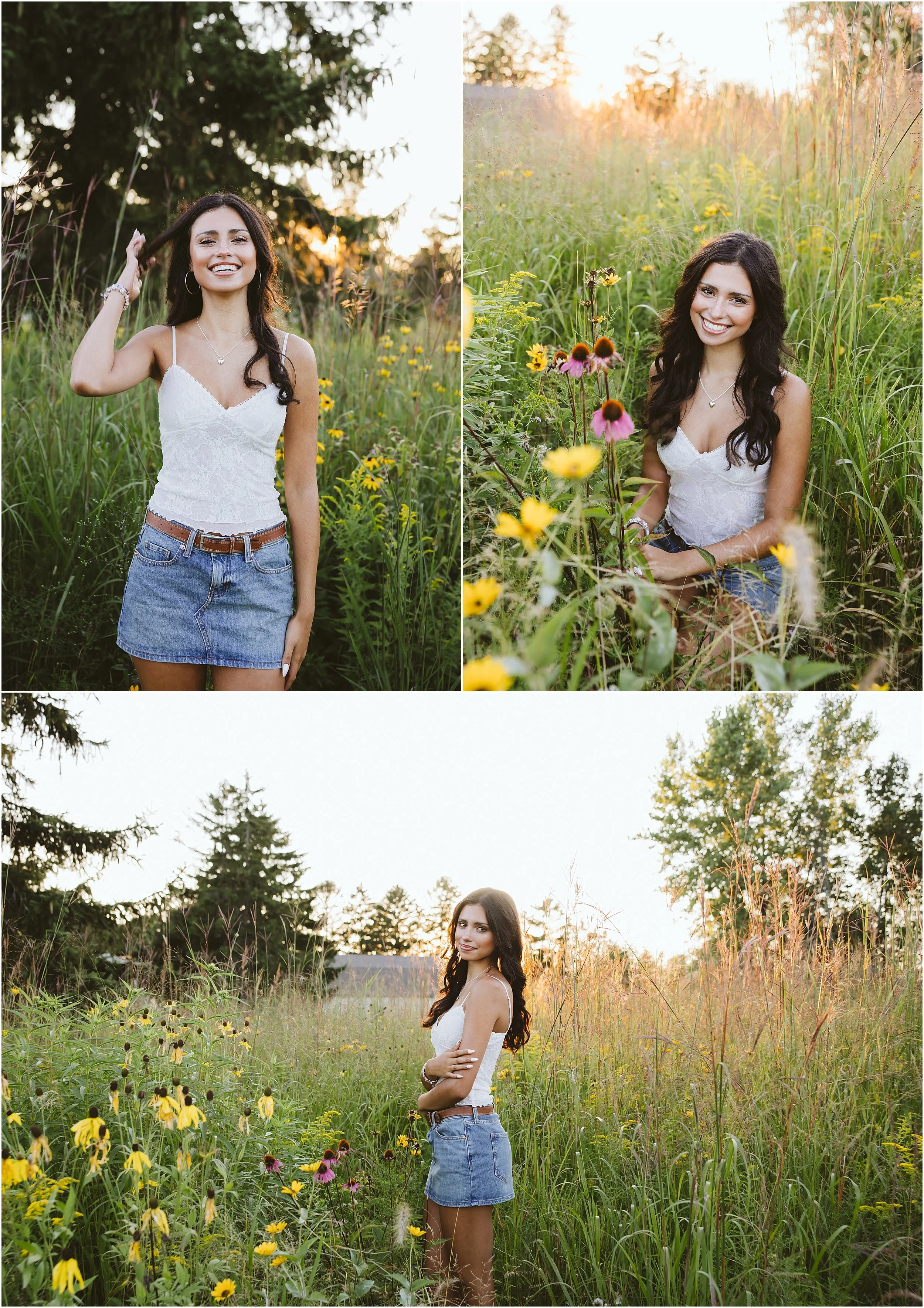 05-senior-shoot-sunset-golden-hour-flowers-fields-blue-hour-dark-haired-girl-white-tank-jean-shorts.JPG