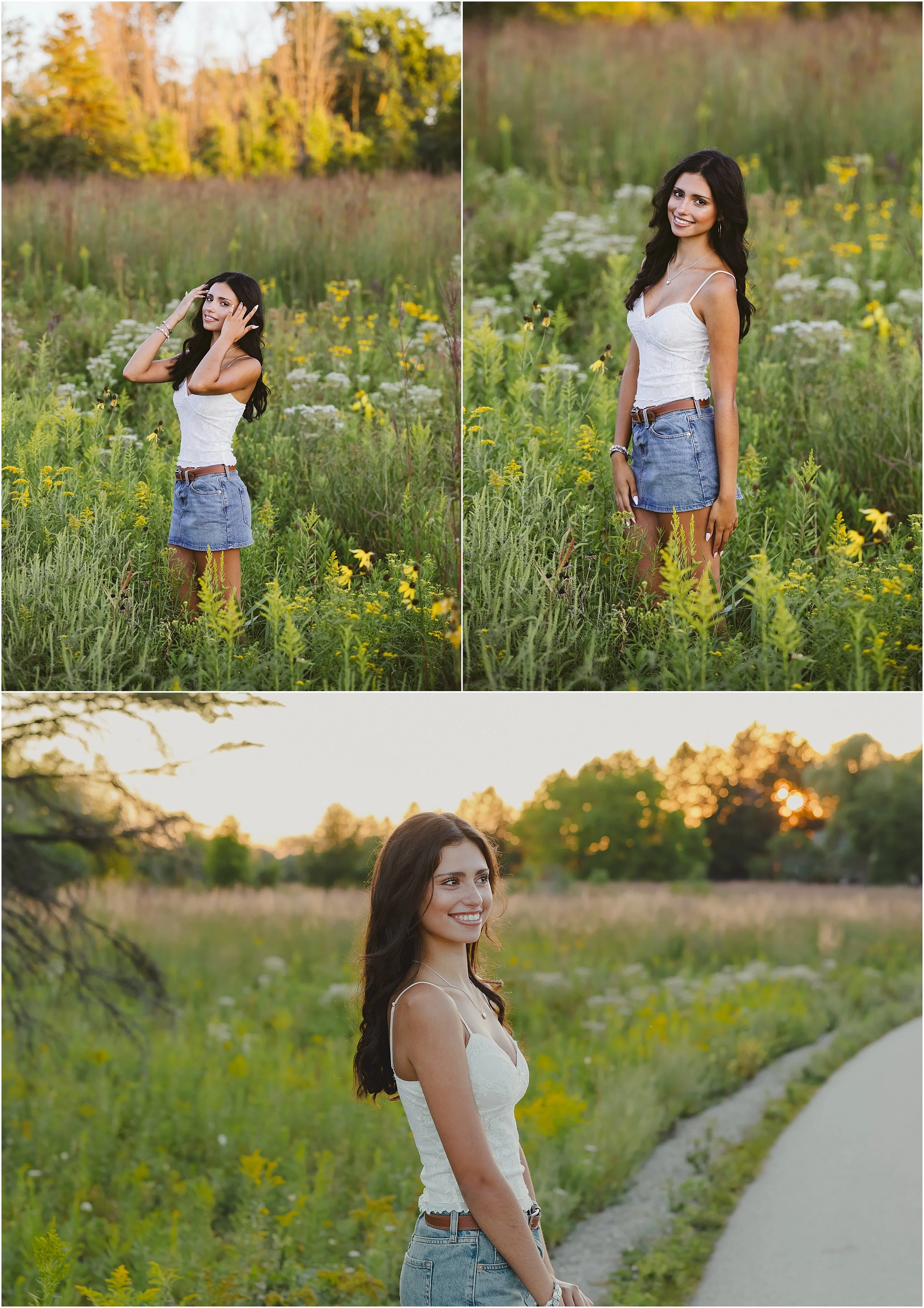 06-senior-shoot-sunset-golden-hour-flowers-fields-blue-hour-dark-haired-girl-white-tank-jean-shorts.JPG