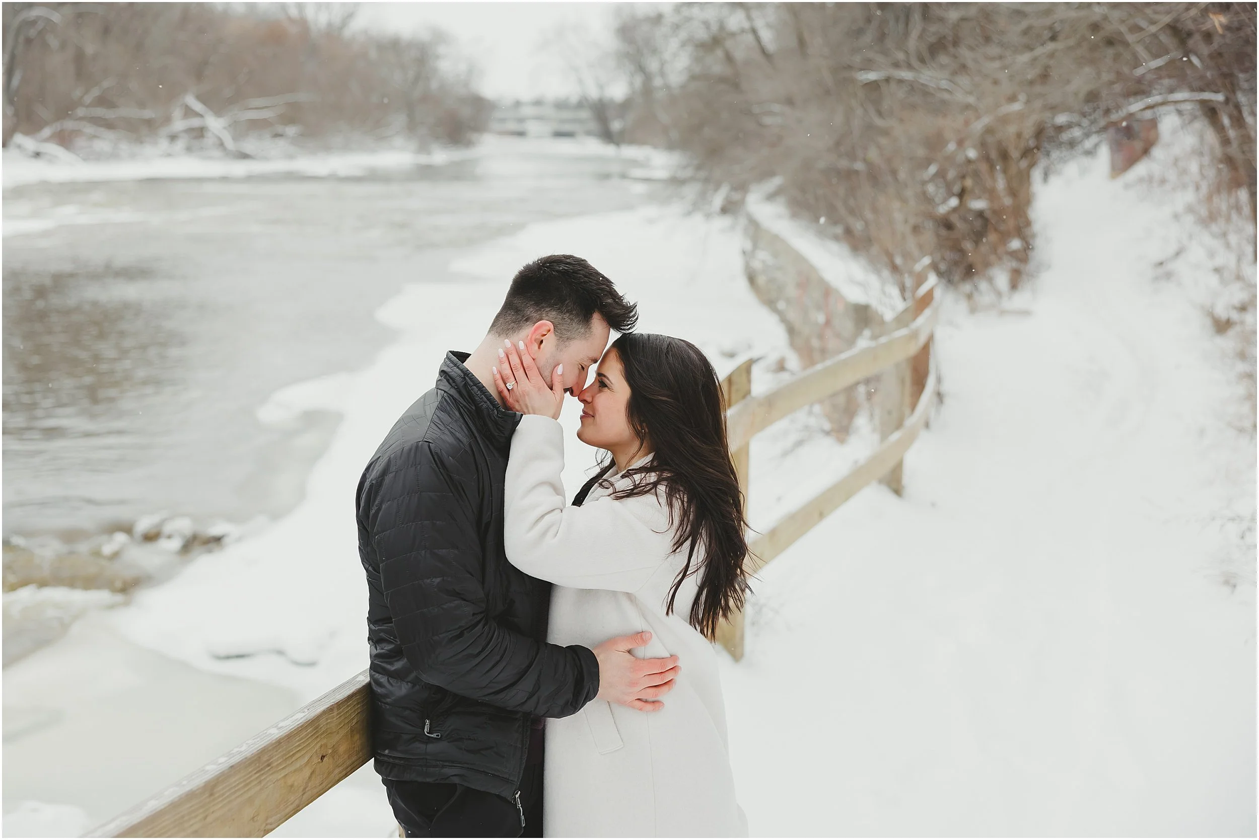 Snowy Proposal Photos | Estabrook Beer Garden | Milwaukee, WI