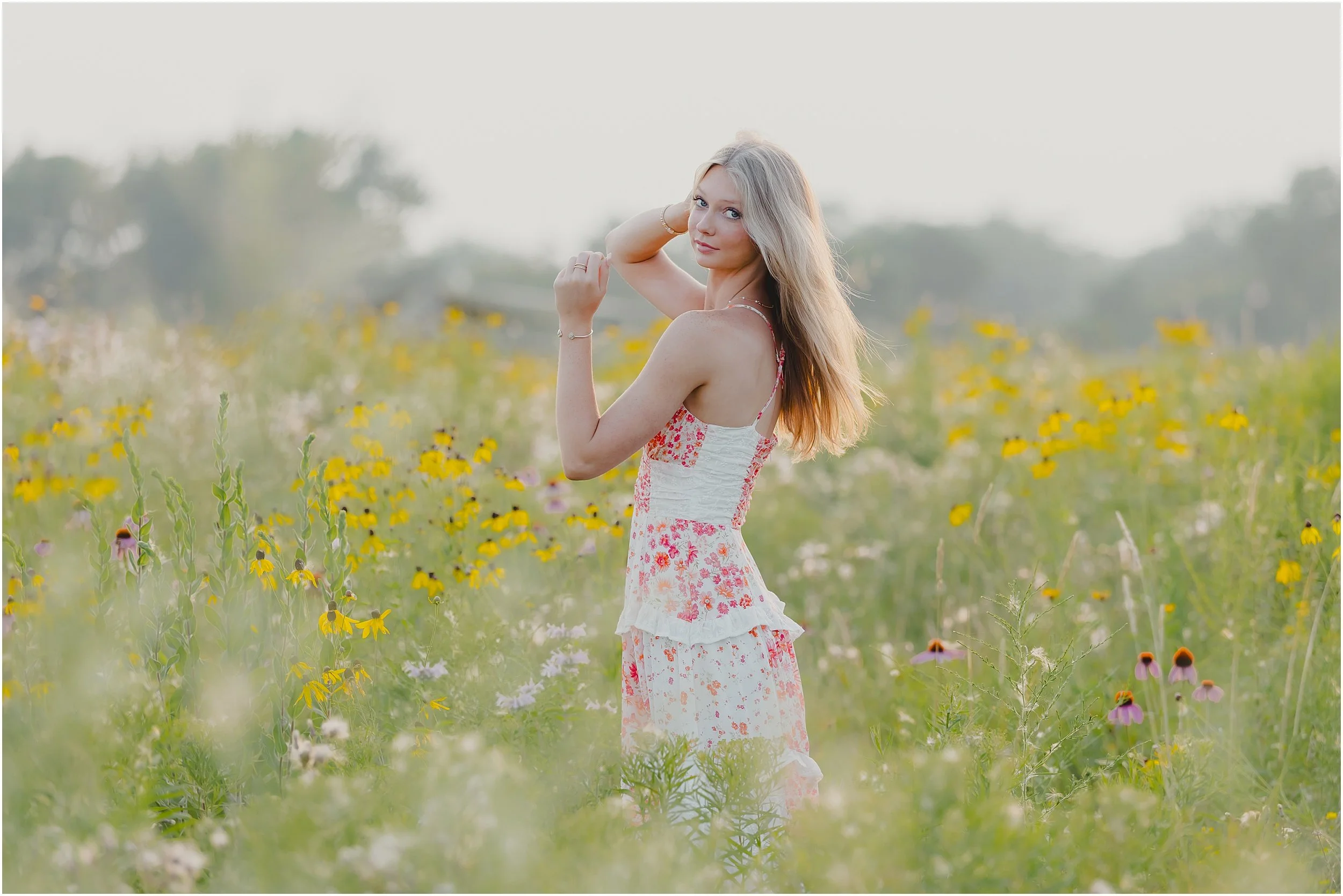 Wildflower Fields Glowy Senior Photos | Lake Vista Park | Oak Creek, WI