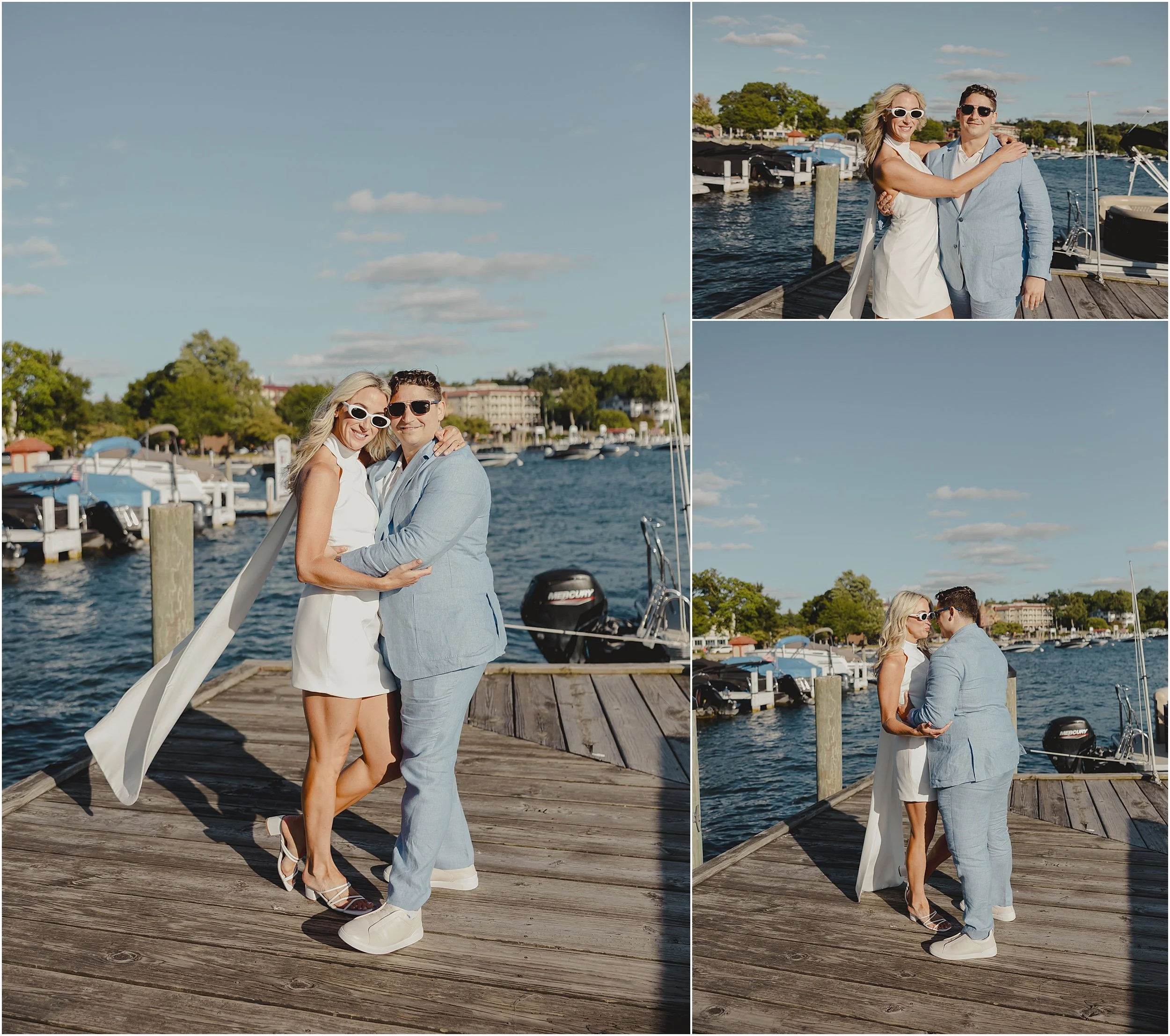 03-Lake-Geneva-boat-reheasal-sunset-cruise-bride-groom-blue-suit-white-dress-cape.JPG