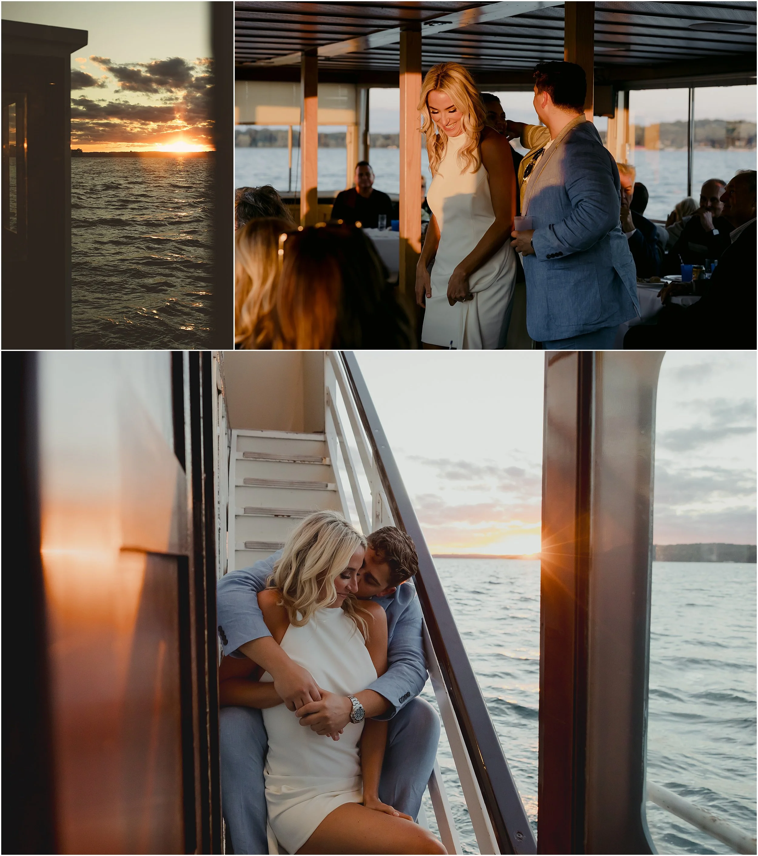 20-Lake-Geneva-boat-reheasal-sunset-cruise-bride-groom-blue-suit-white-dress-cape.JPG
