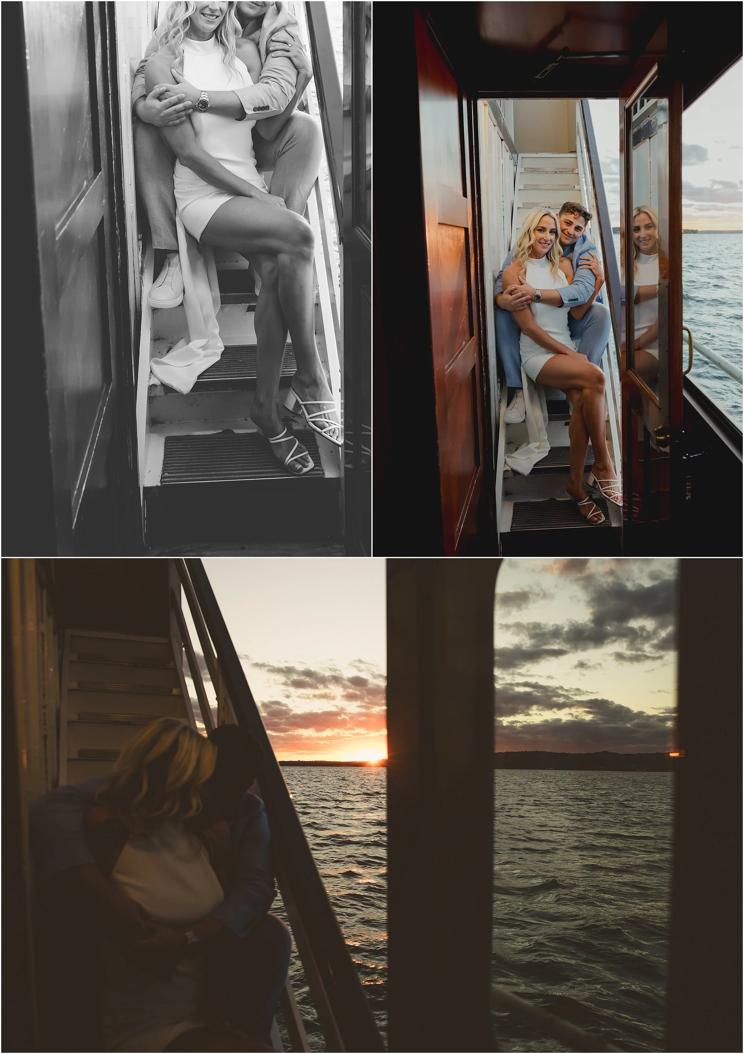 21-Lake-Geneva-boat-reheasal-sunset-cruise-bride-groom-blue-suit-white-dress-cape.JPG