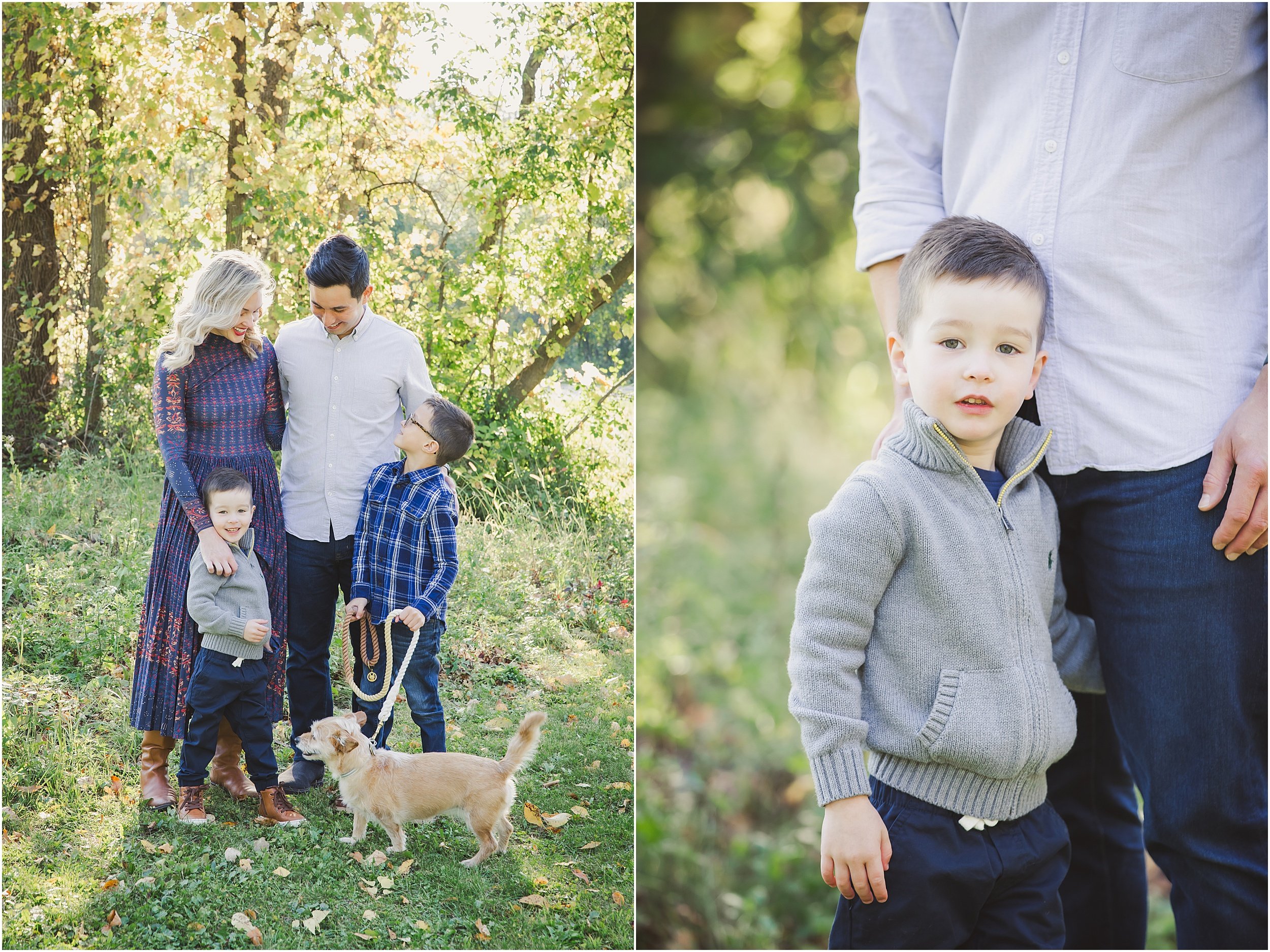 01-family-photo-session-with-dog-fall-leaves-blue-lake-gathering-sticks.JPG