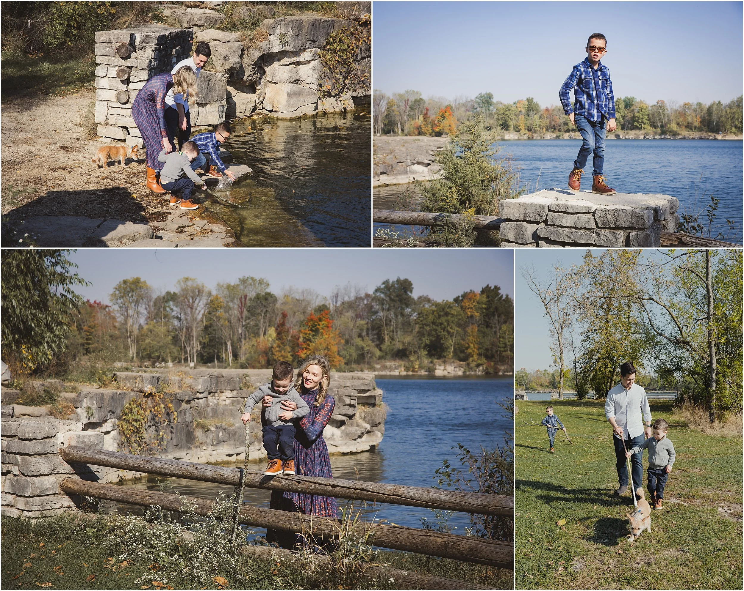 11-family-photo-session-with-dog-fall-leaves-blue-lake-gathering-sticks.JPG