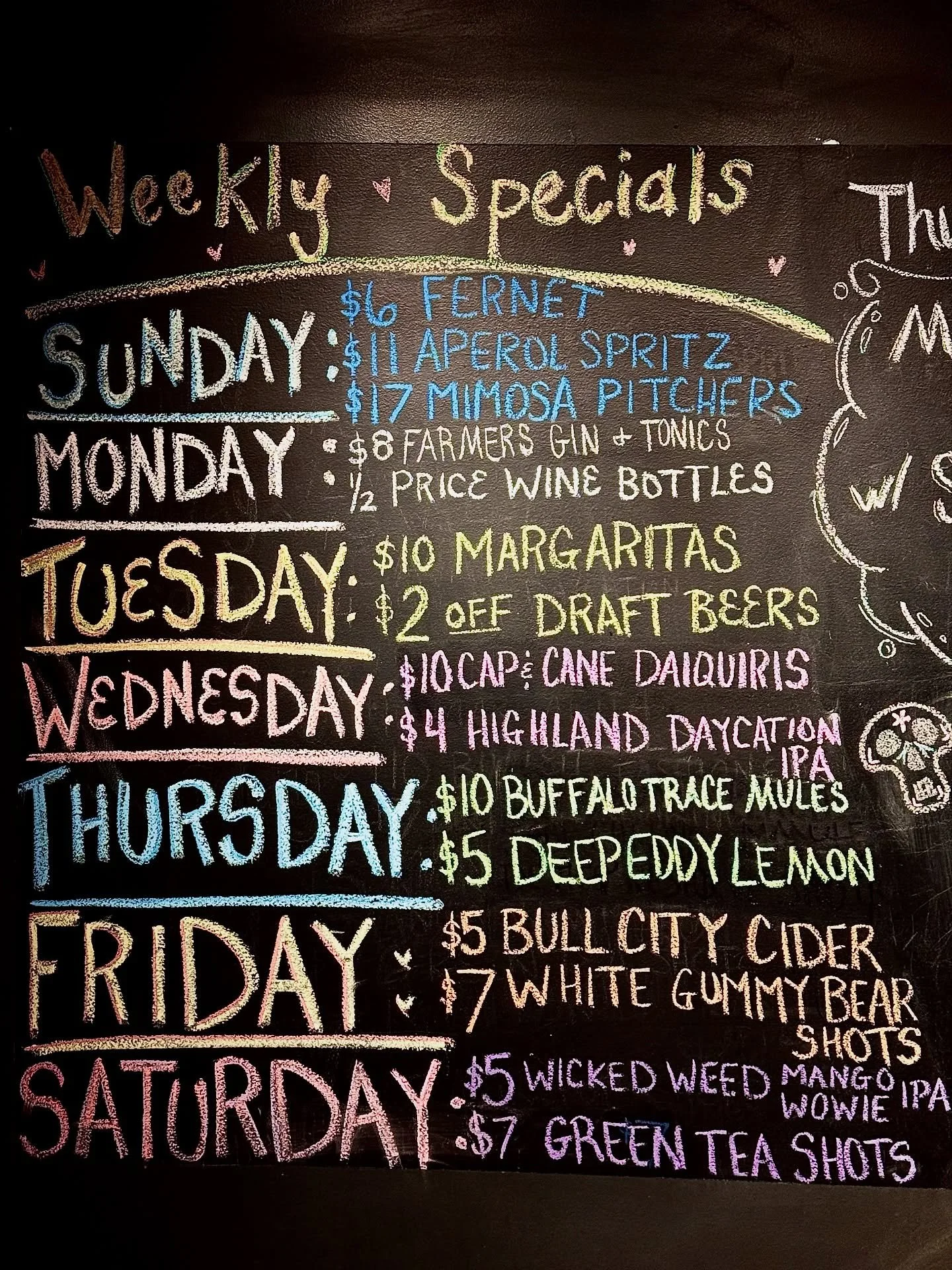 We’ve got something on the board for everyone, 7 days a week — and new features from the mind of your favorite bartenders pop up every day! What’s your favorite day?
.
.
.
#durhamnc #downtowndurham #durhambars #bullcity #durhamnight