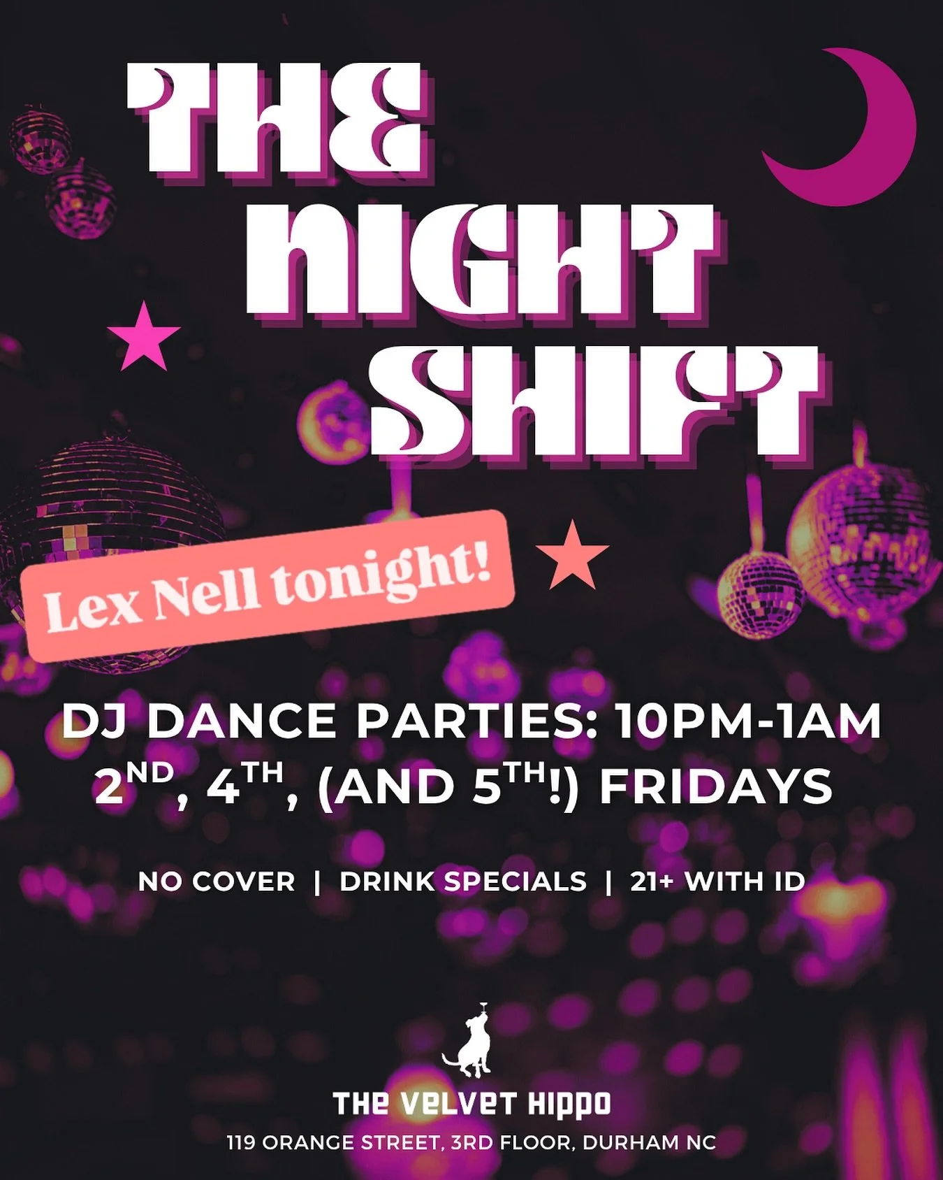 Its almost time to make that Friday night SHIFT into weekend mode! Tonight we’ve got the fabulous @lexnellmusic in her monthly 4th Friday spot, ready to provide the soundtrack to your dance floor bliss or your rooftop hang. ๐ชฉ๐ฅ 10-1, no cover,