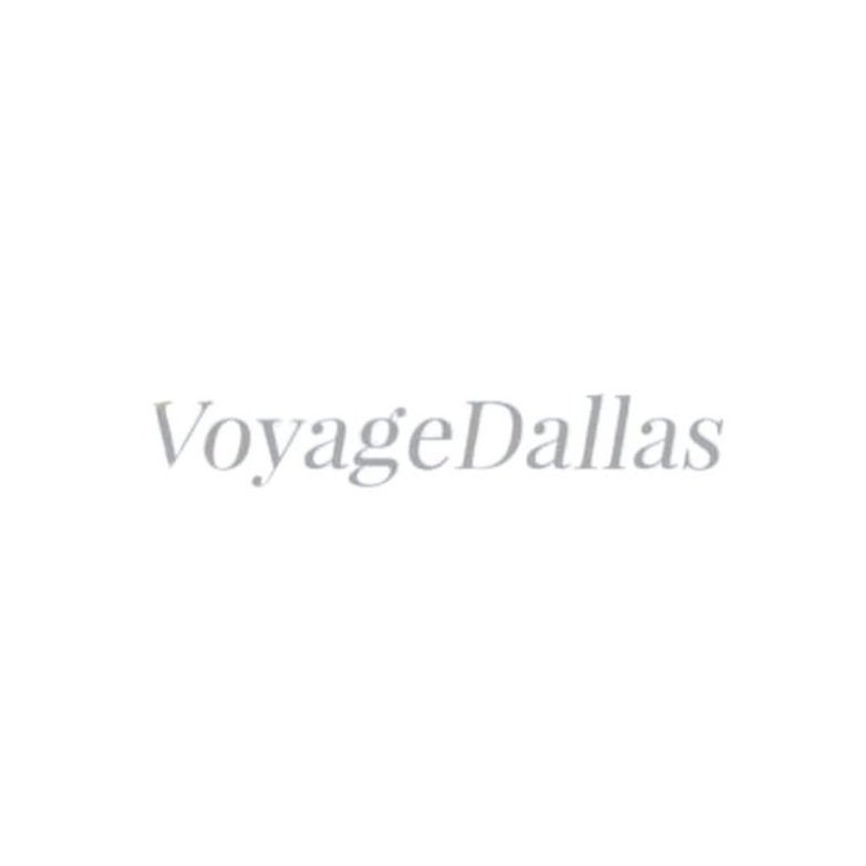 Text reading 'VoyageDallas' in a light gray font on a white background.