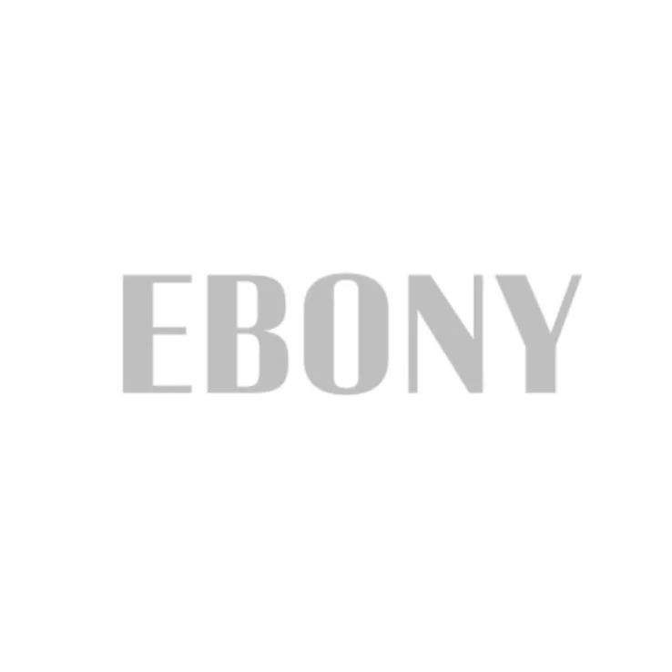 Text reading 'EBONY' in large, bold, gray letters on a white background.
