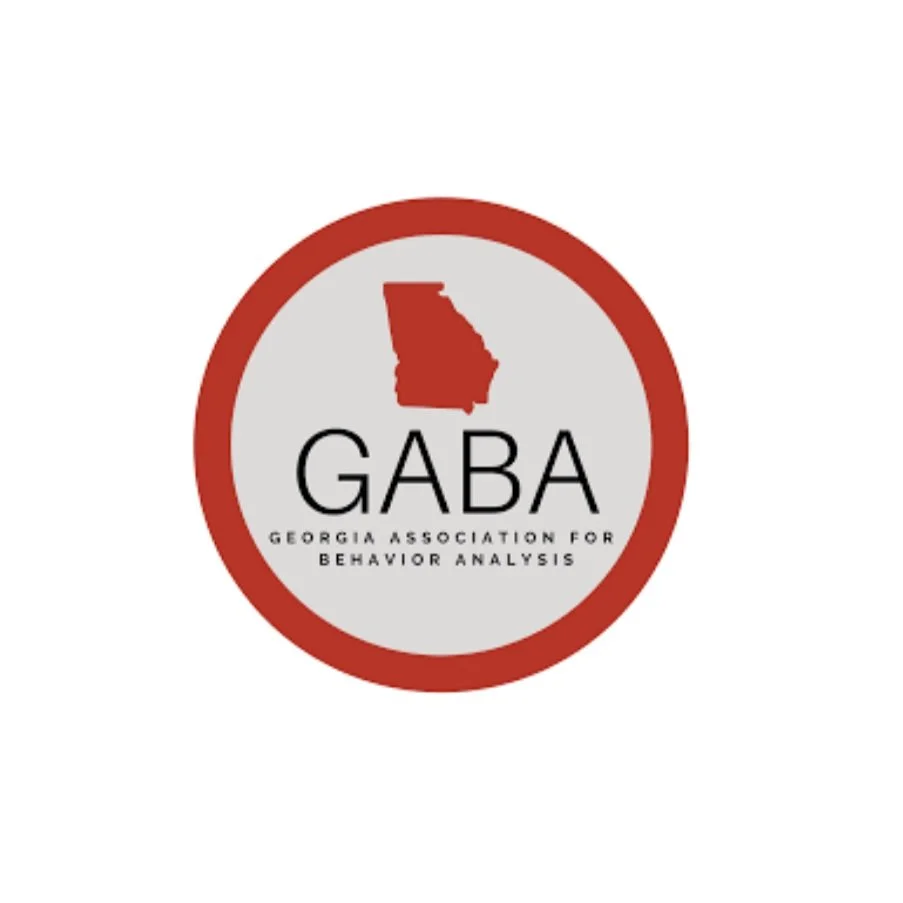 Logo for Georgia Association for Behavior Analysis (GABA) featuring a red Georgia state outline and text.
