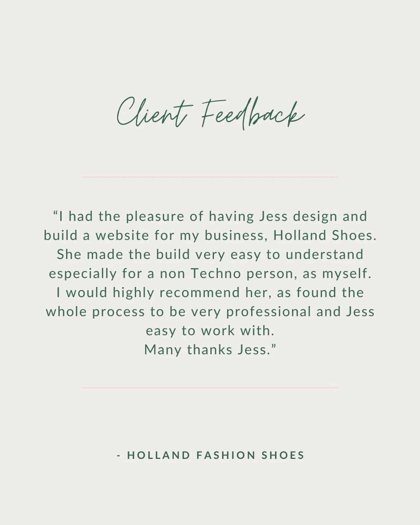 #CLIENTFEEDBACK | We absolutely loved bringing the Holland Fashion Shoes website to life, showcasing their beautiful storefront and timeless style right here in Hastings.

Such a pleasure to work with this local family-run business and help them crea