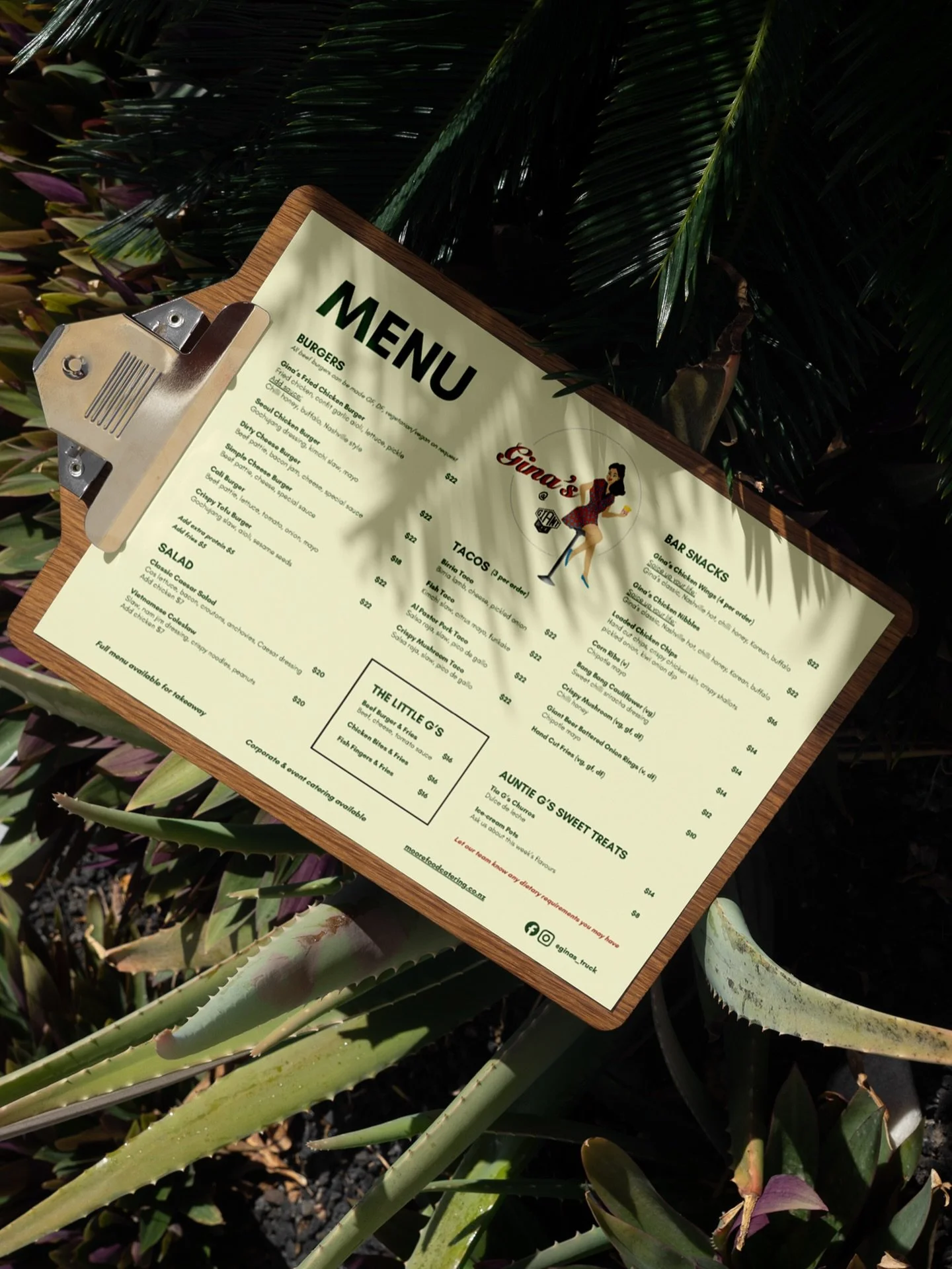 #PRINTCOLLATERAL | We loved creating these menus for @ginas_truck at @giantbrewingco 

The goal was simple. Keep it clear, easy to navigate, and let the food do the talking. This A4 menu showcases all the favourites, from Gina&rsquo;s wings and loade