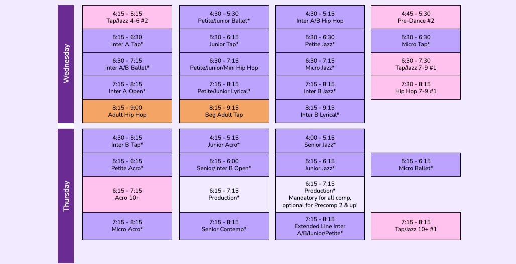 Schedule — Dance Evolution - Sudbury Dance Studio