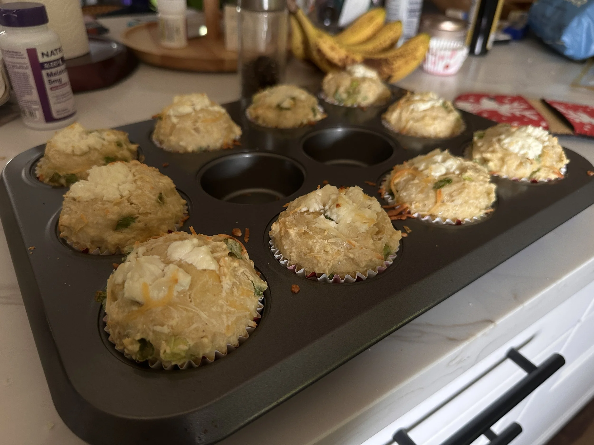 Cheesy Scallion Muffins with Goat Cheese | A Savory-Quick Bread