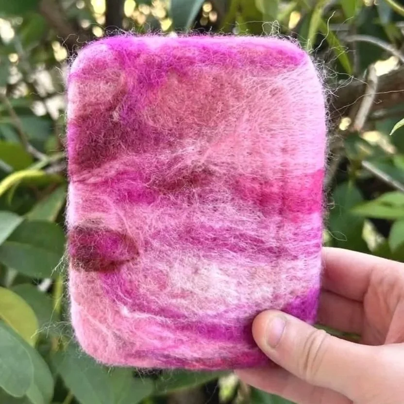 Pink Handmade Needle Felting Board Proto-type