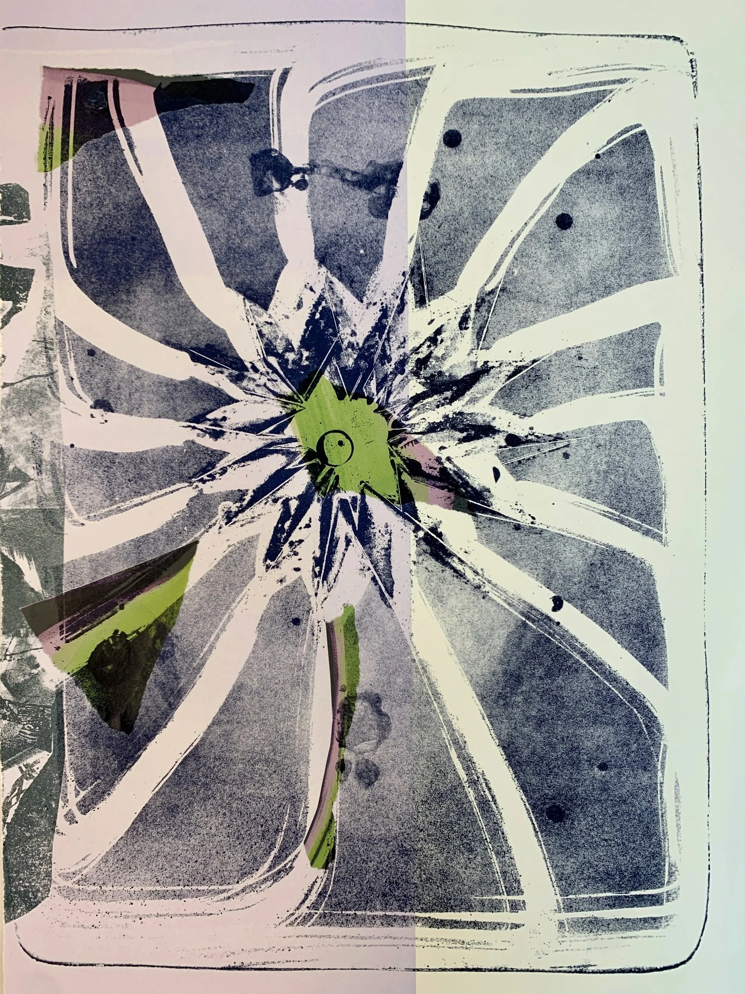 Globular Intrusion,
Stone Lithography and Chine-collé