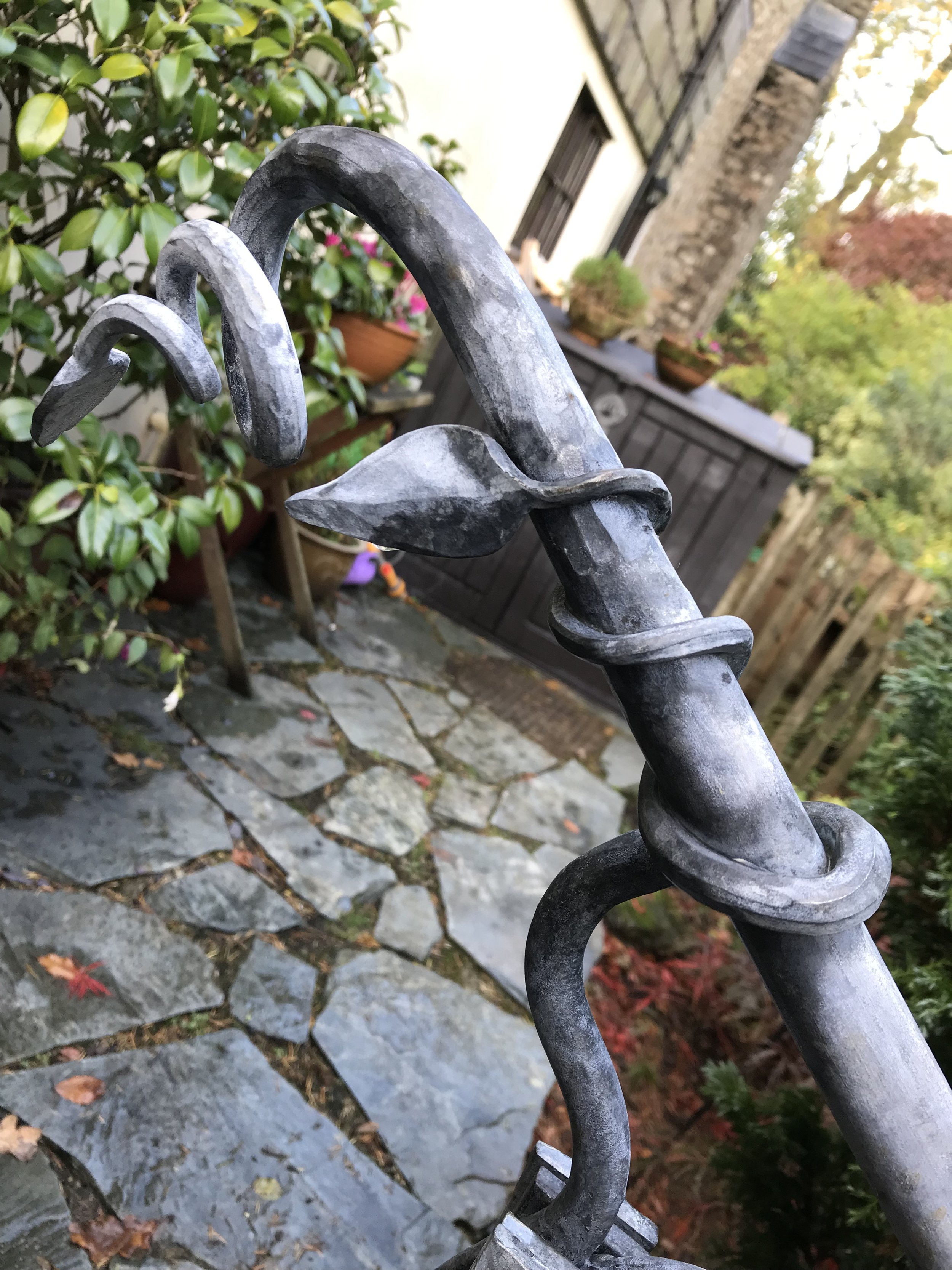 Curly, organic galvanised handrail.
