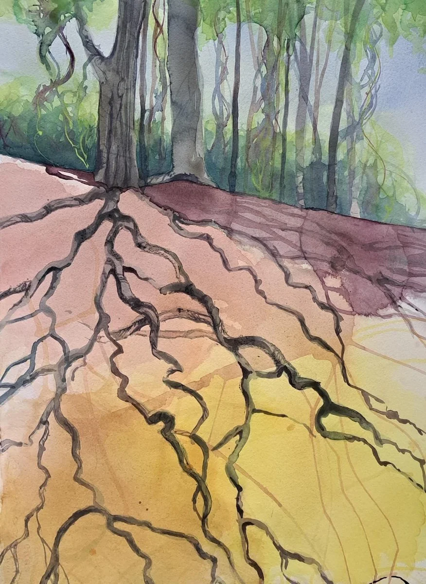 Juuret V (2026), 74x56 cm