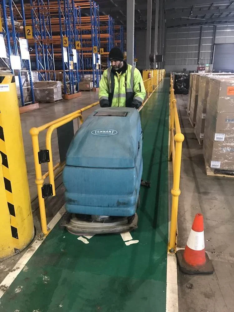 Sweep Under Pallet Racks WAREHOUSE FLOOR CLEANING STARTS WITH SWEEPING THE FLOOR. Walkway focus ...