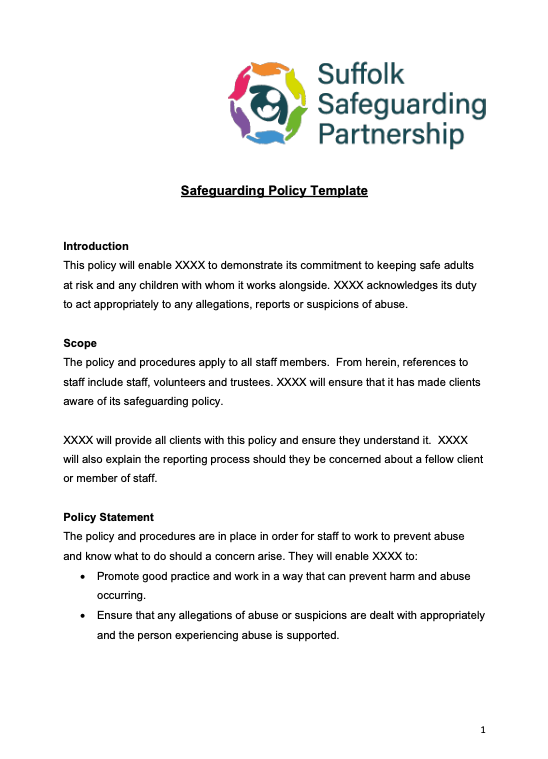 Safeguarding Policy Template — Suffolk Safeguarding Partnership