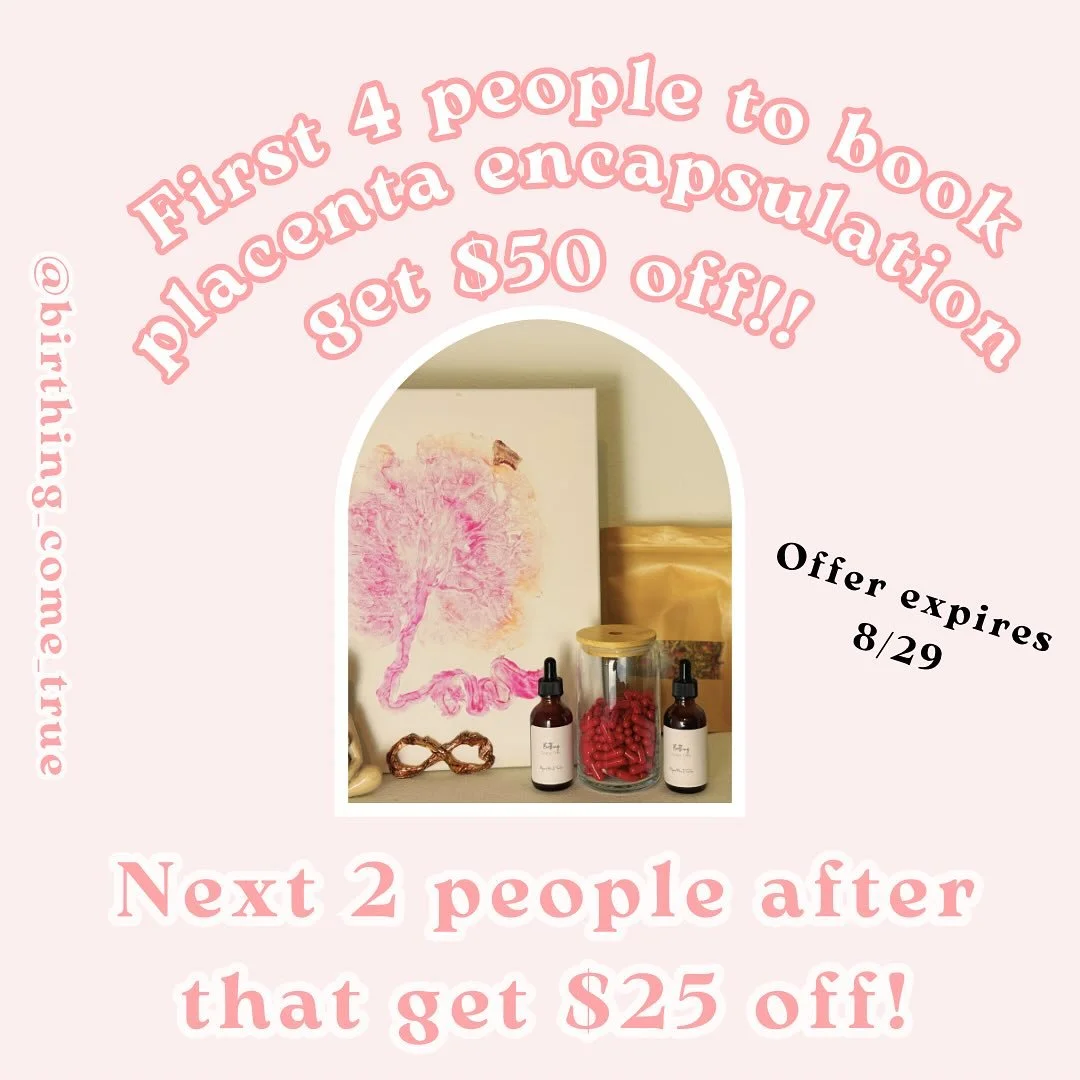 Decided to do an early Labor Day sale. Even if you don&rsquo;t want to do it yourself please share especially with your pregnant friends! 😉 

$50 off to the first 4 people who book their encapsulation and $25 off to the next 2 people after that! I n