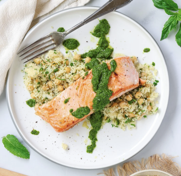 Herby Chickpea &amp; Couscous Salmon 🐟🌿✨