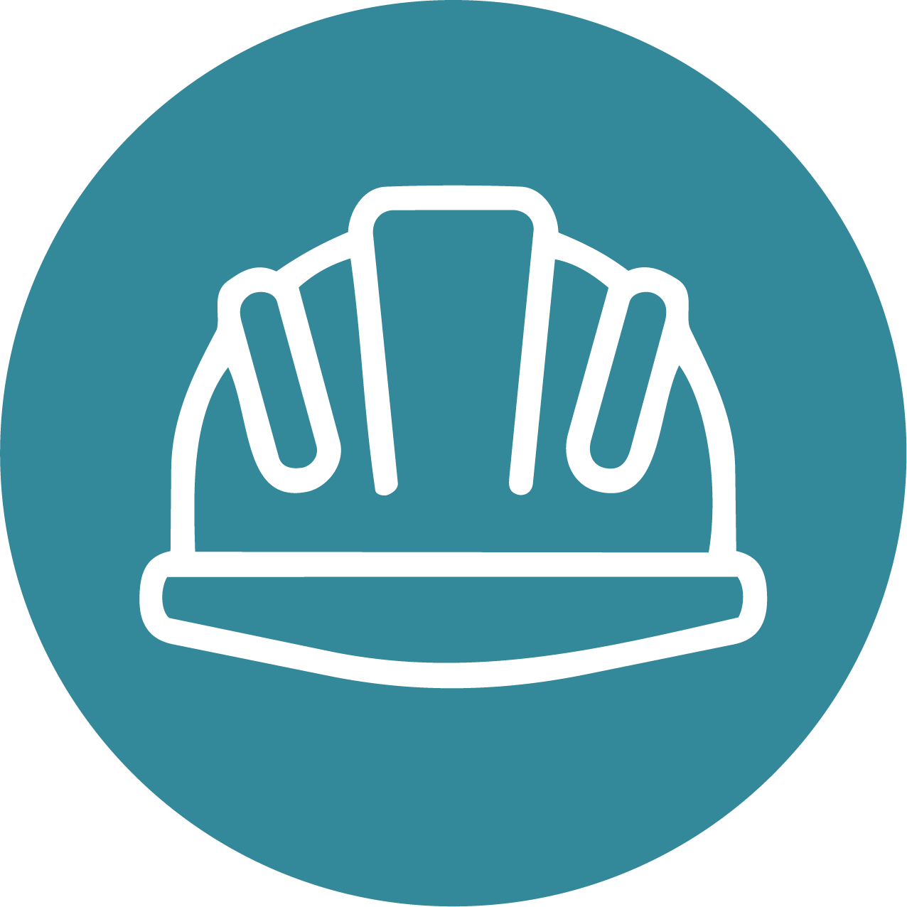 Icon of a safety helmet with ear protection, representing occupational safety or construction safety.