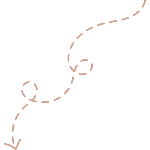 Illustration of a dashed line path with an arrow pointing down.