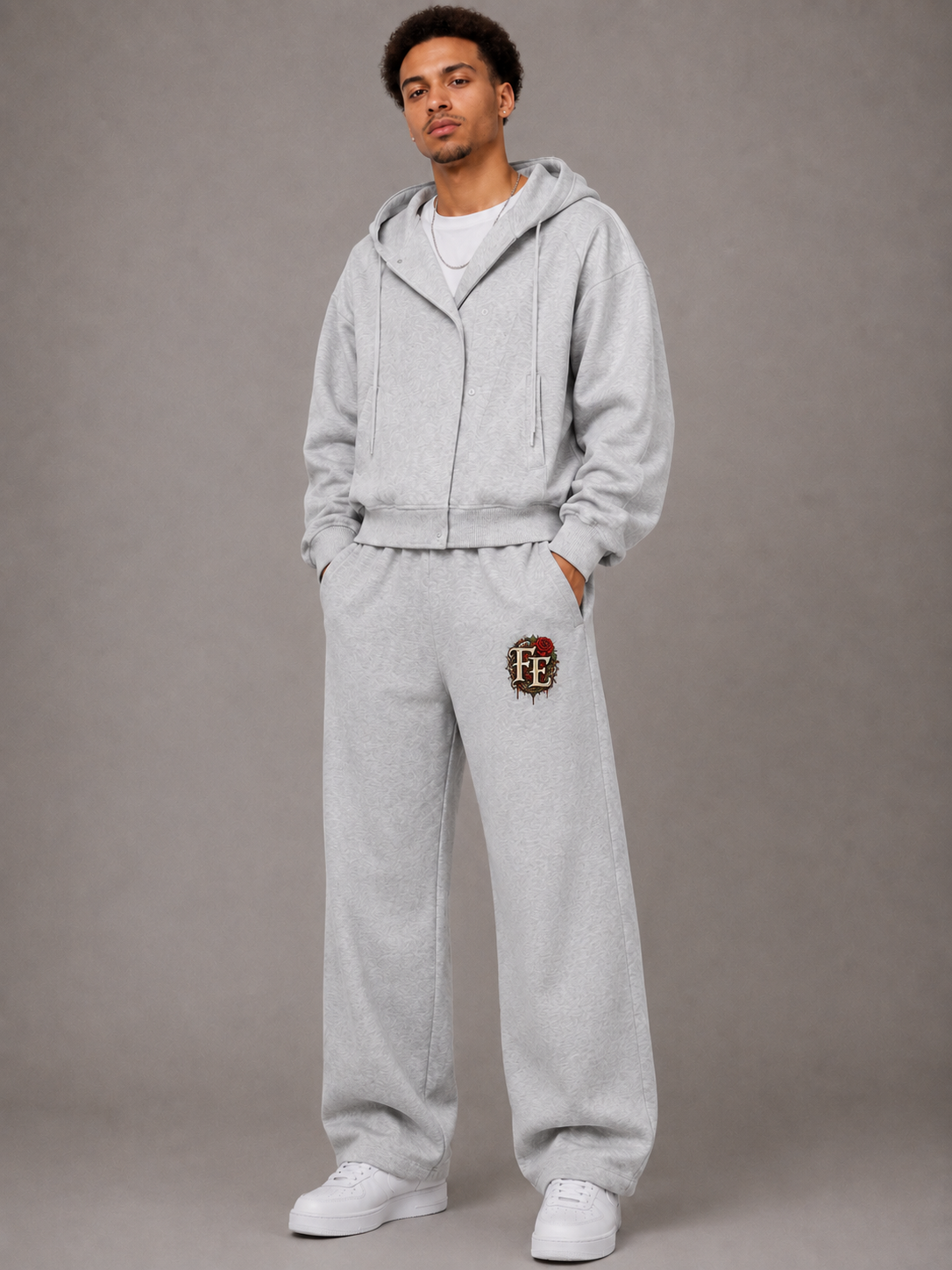 Unisex Barrel Leg Rose Sweatpants