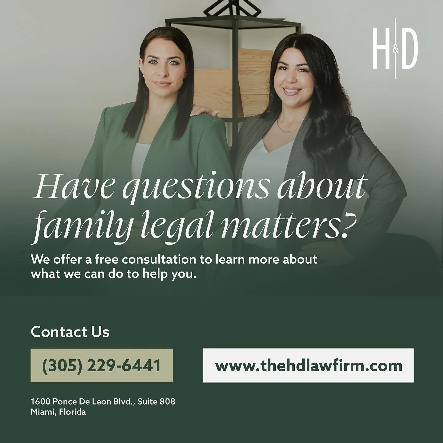 Do you have questions regarding any family legal matters? 
π» Book a free consultation today on our website www.thehdlawfirm.com or give us a call at 305-229-6441.