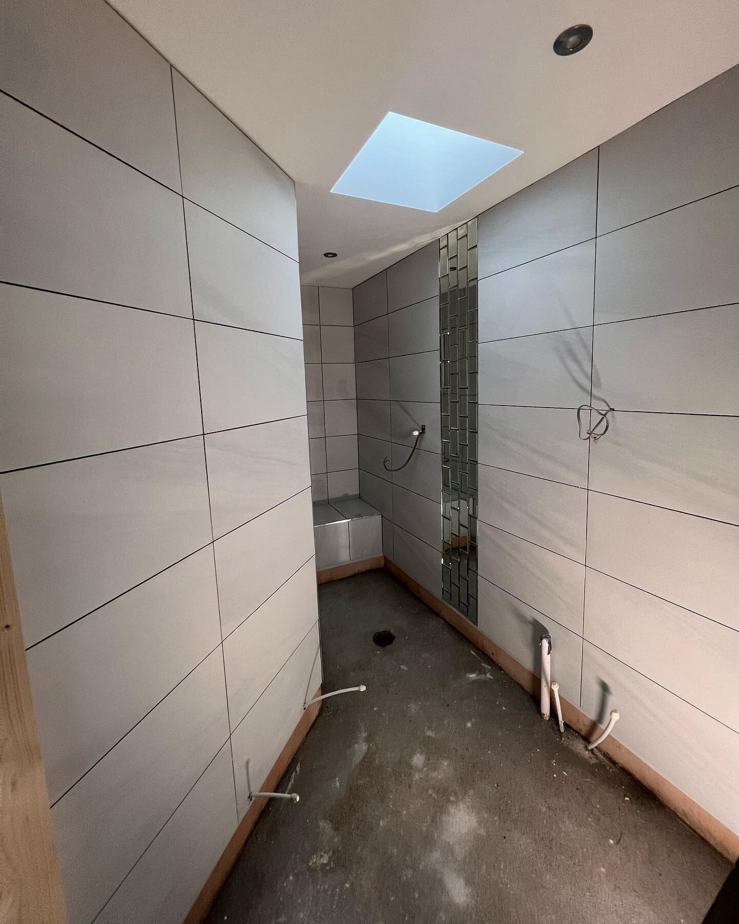 This extension its really showing the space that you can make with a bit of paint , with the shower room tiles going up giving the shower room modern look , door frames being installed , getting ready for the floor to down this week. 

thanks to our 