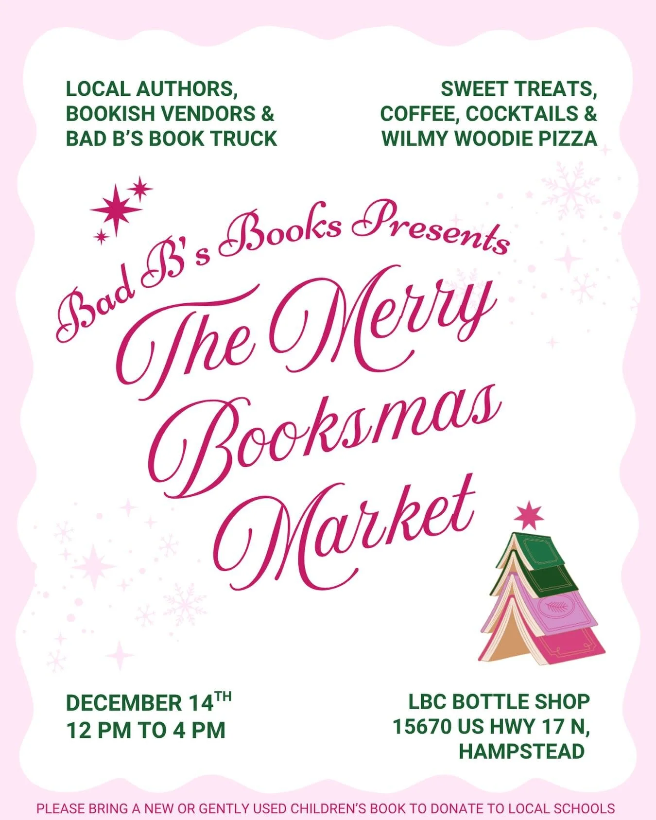This Sunday come do some holiday shopping with me. 🎁Excited to be part of The (hopefully first annual) Merry Bookish Market! 🌊🐢🐙🪸

All things bookish, local authors (to include a few children's books! 💁&zwj;♀️), and yummy food, coffee, and cock