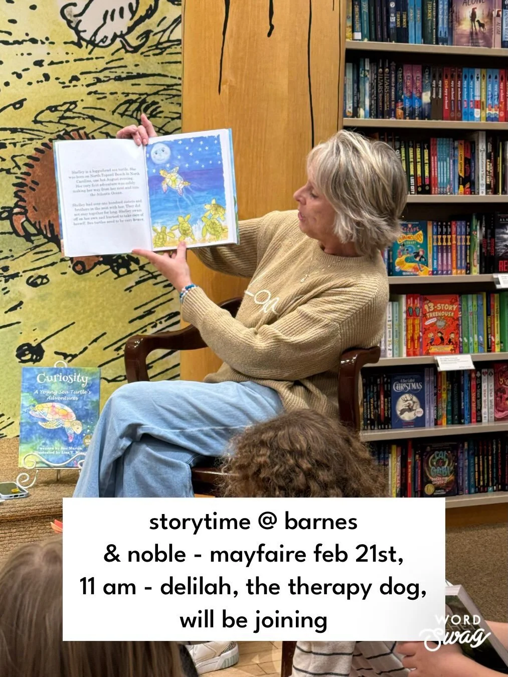 What's better than attending STORYTIME at BARNES &amp; NOBLE? 🤔

< Swipe right >

Attending STORYTIME WITH DELILAH, MY FAVORITE THERAPY DOG!! 🐾🫶🏻

Delilah, and her handler (my bestie), Elizabeth, will be joining me at my next storytime!! 📚