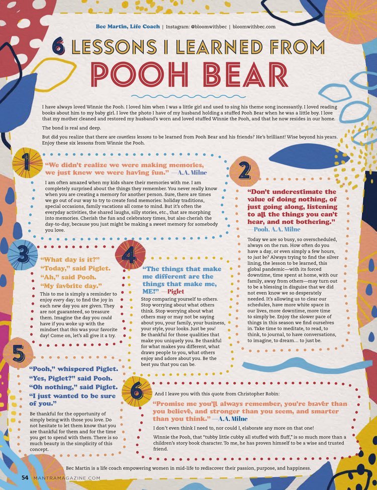 6 Lessons by Bec Martin as featured in Mantra Wellness Magazine