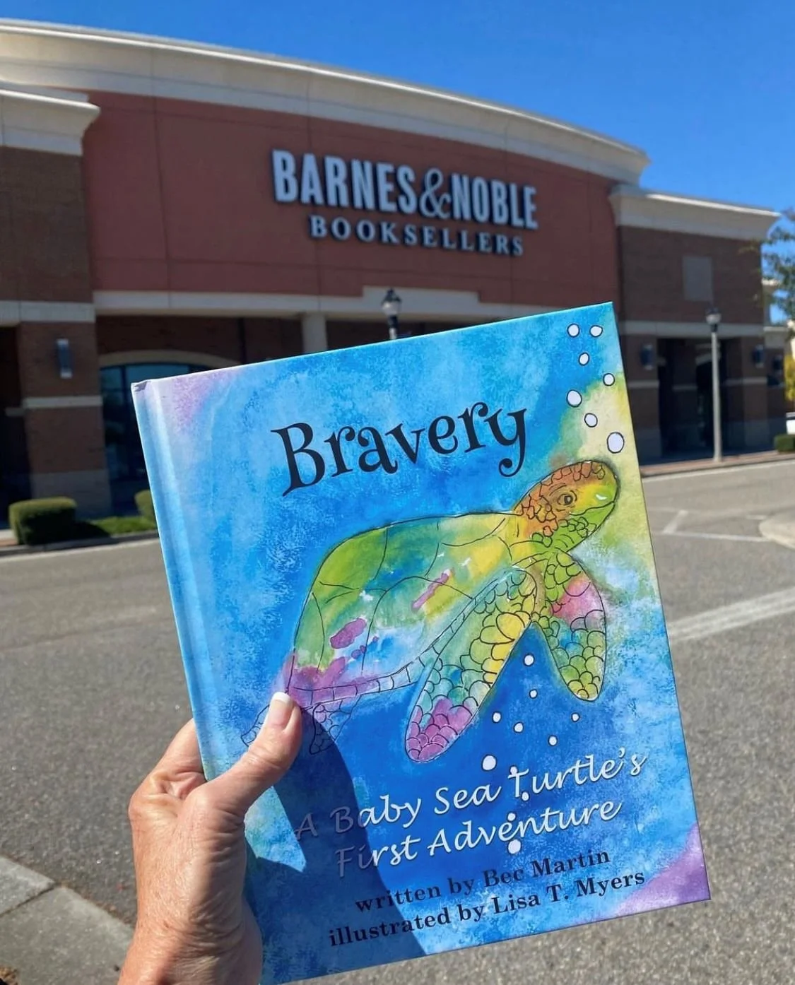 Bravery Sea Turtle Book outside of Barnes and Noble in Wilmington, NC