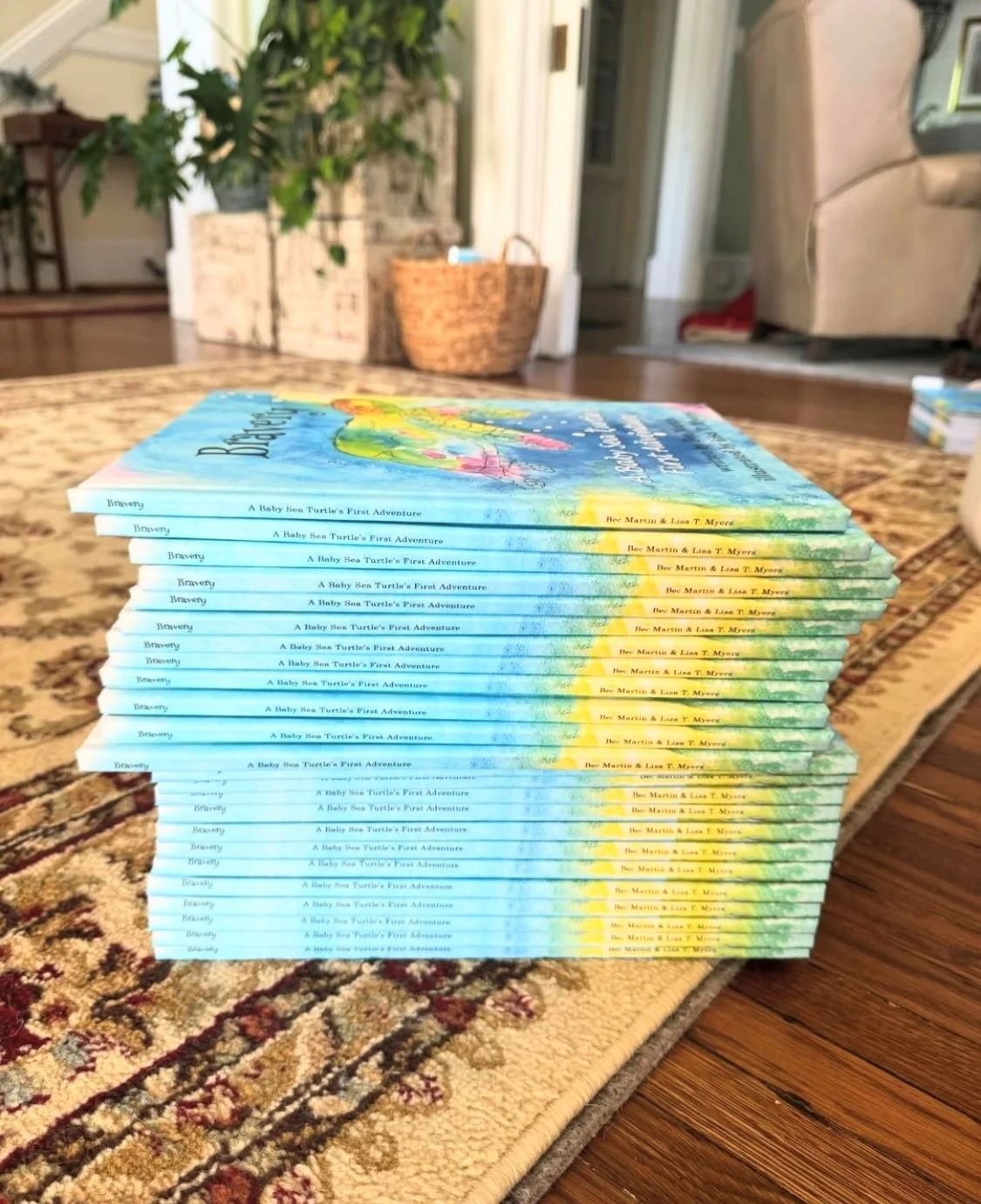 Bravery sea turtle book posed by the coast in North Carolina