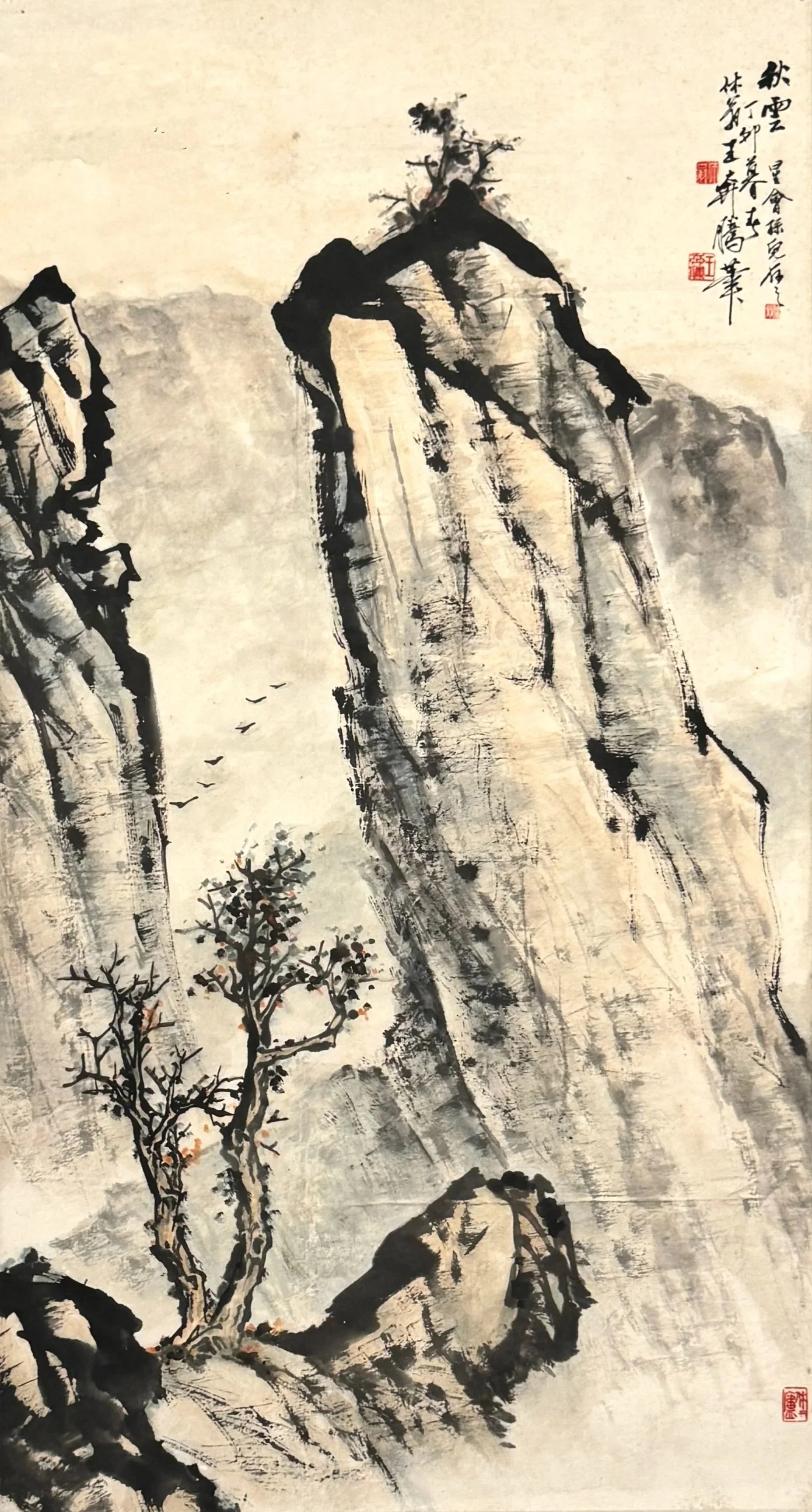 秋雲 Autumn   Chinese ink (48cm x 89cm) - 1987 （丁卯年作）