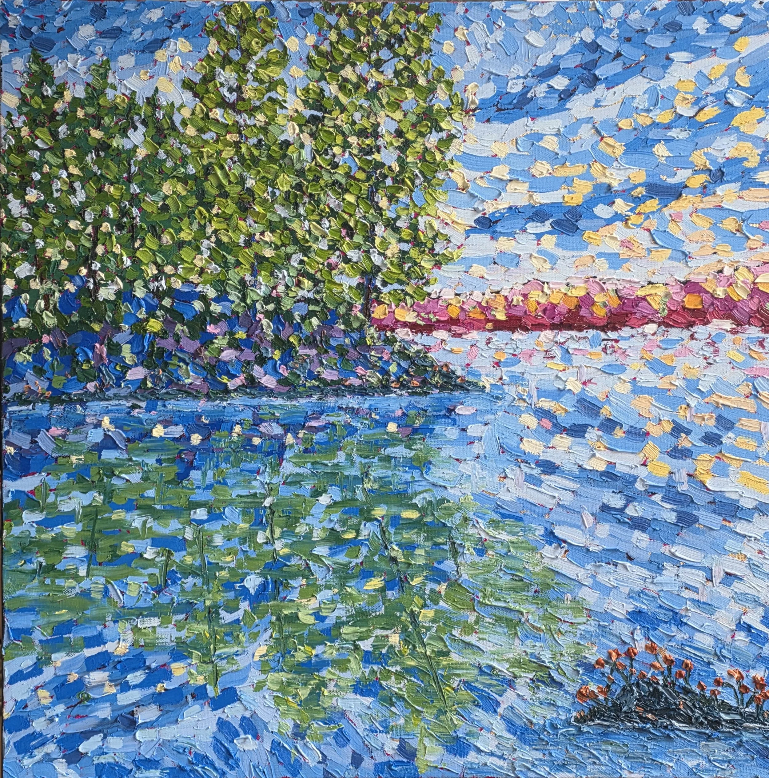 #7-24x24-Shelter Cove-Oil Impasto and Gold Leaf on Gallery Canvas