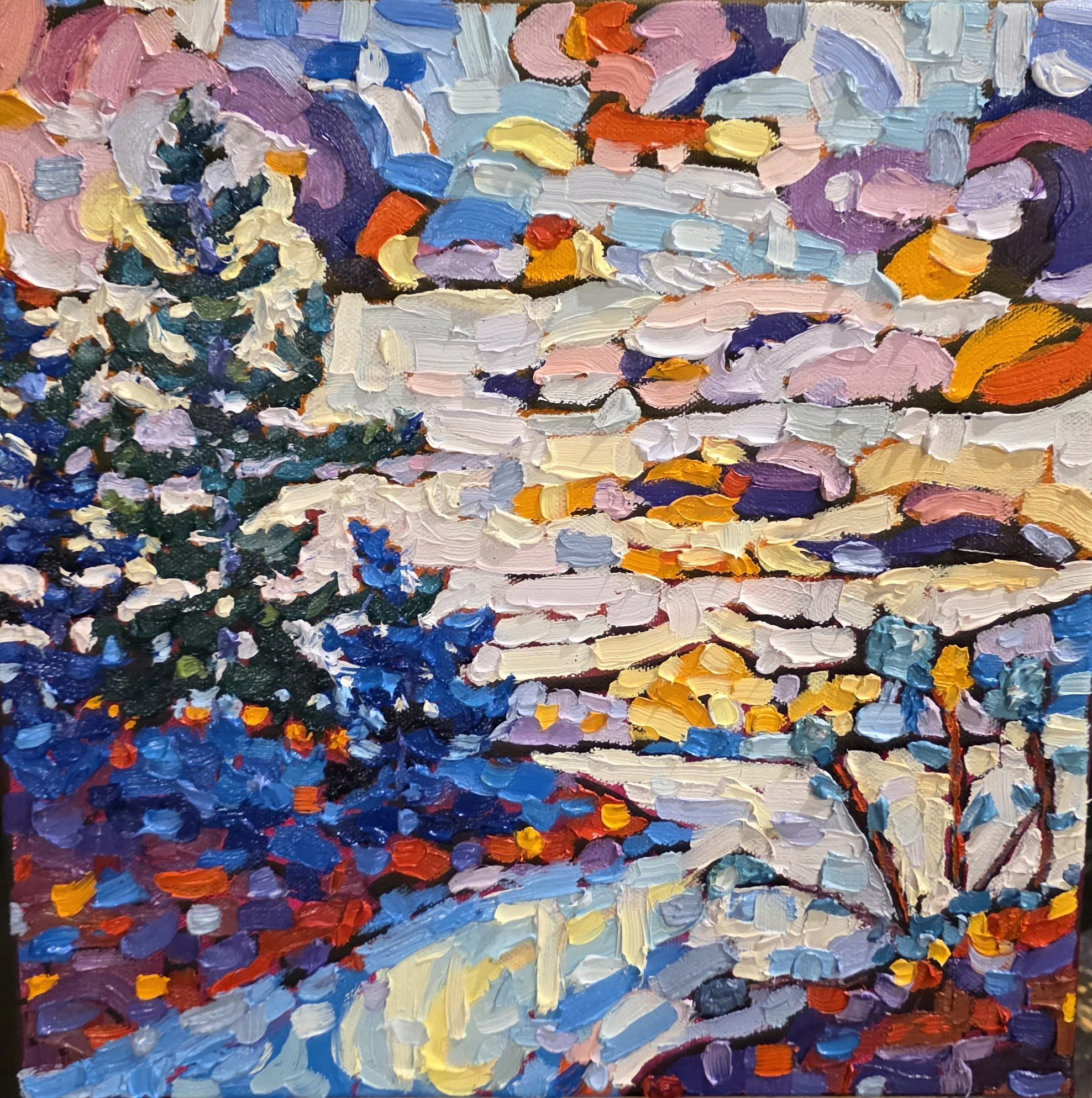 #3-12x12-Moody Skies-Oil Impasto on Gallery Canvas