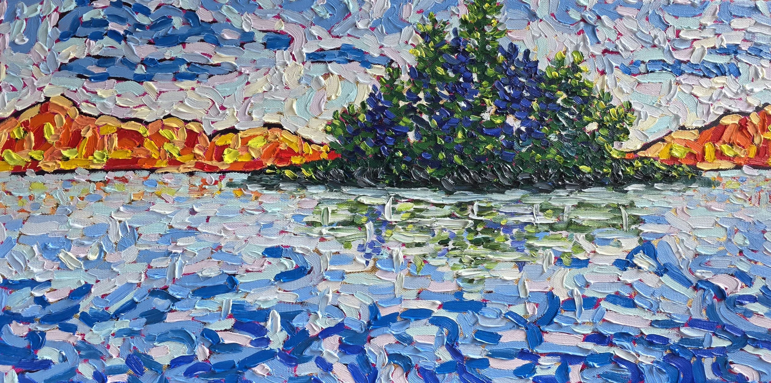 #11-12x24-Wolfe's Island-Oil Impasto and Gold Leaf on Gallery Canvas