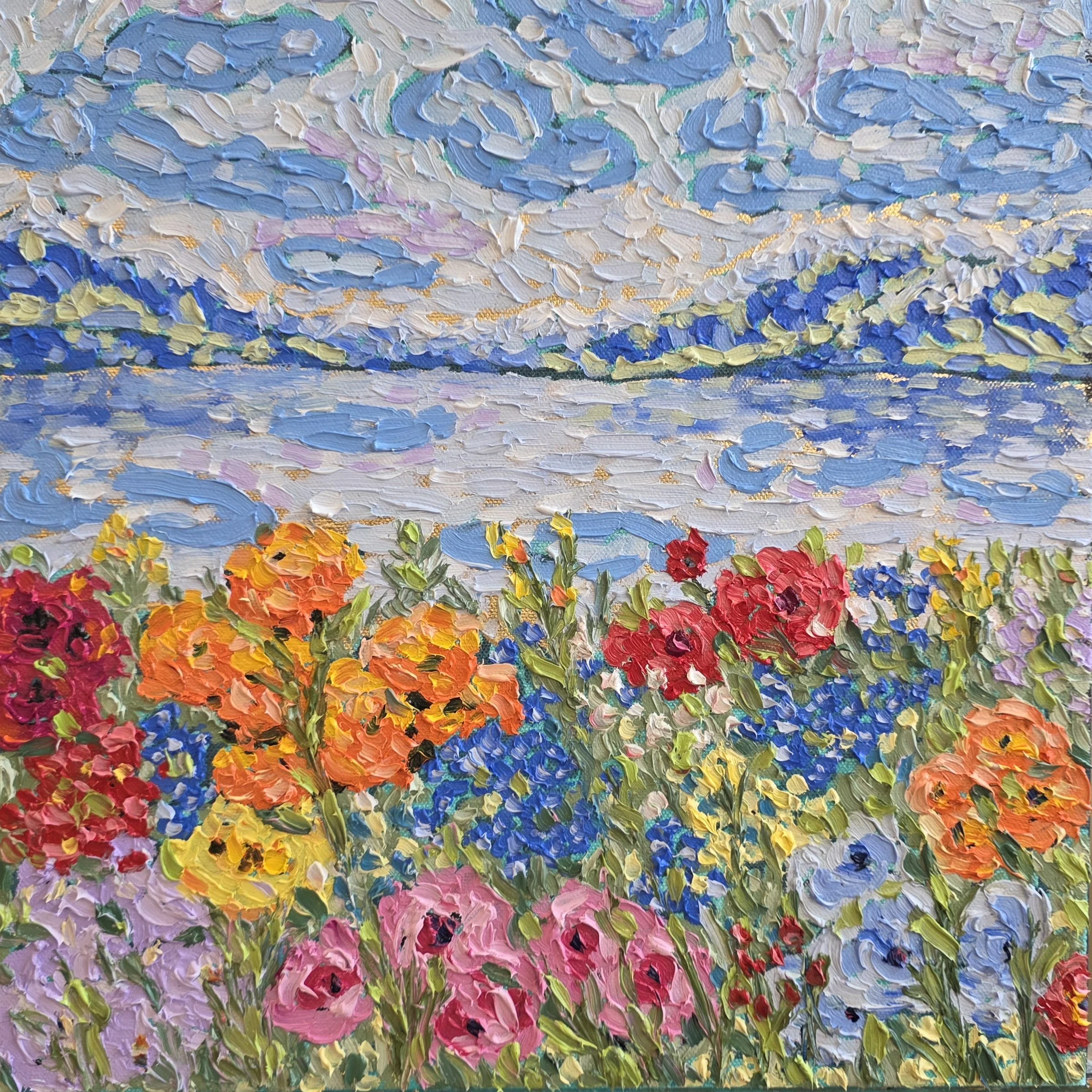 #10-14x14-Take My Breath Away-Oil Impasto and Gold Leaf on Gallery Canvas.
