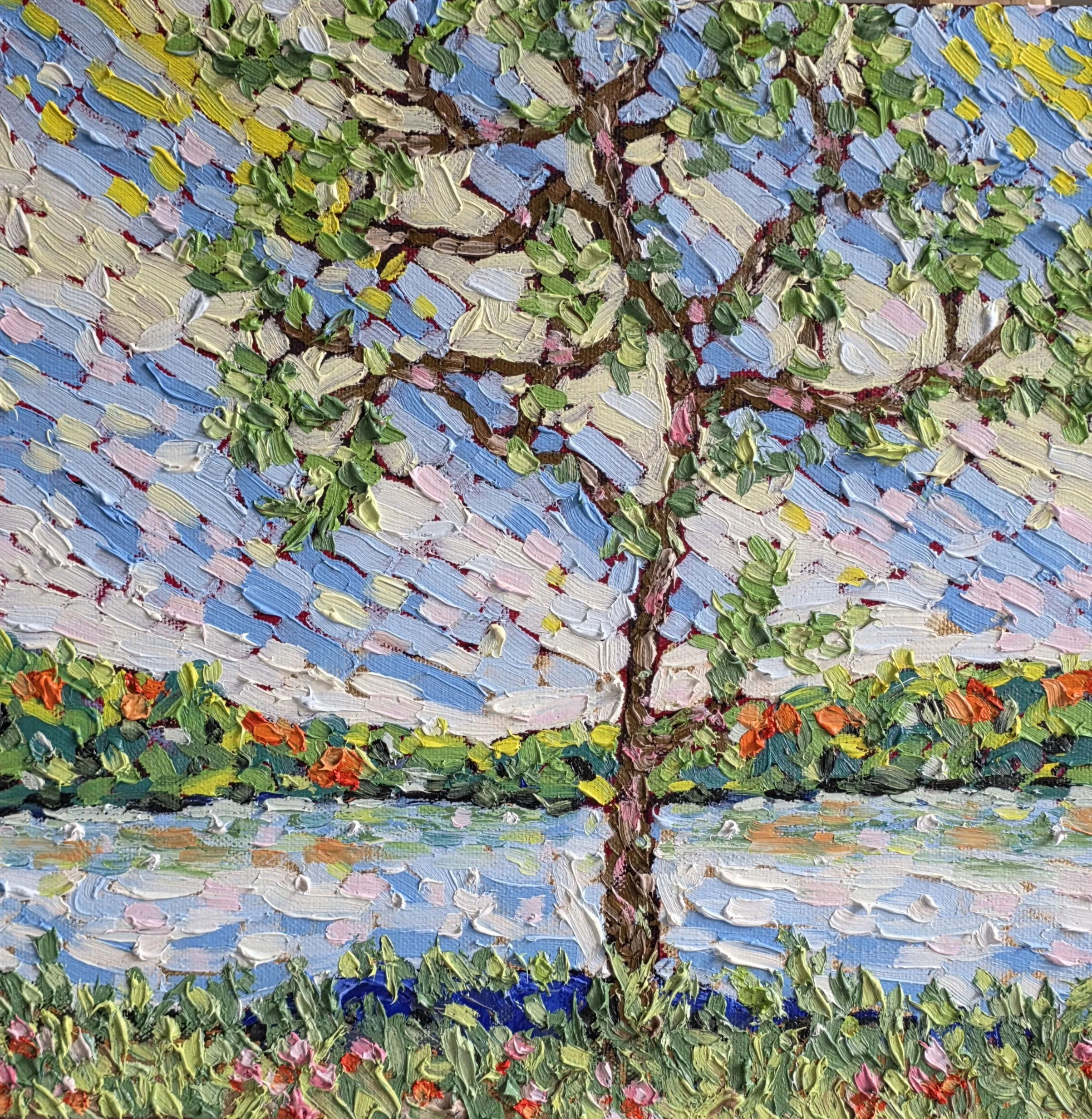 12x12-Quiet Contemplation-Oil Impasto and Gold Leaf on Gallery Canvas