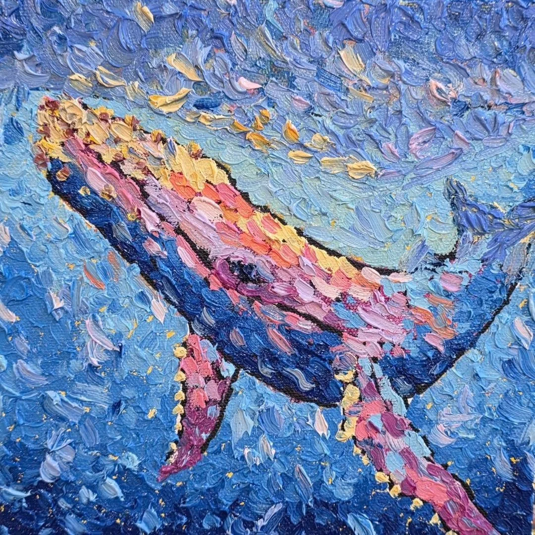 #13-10x10-Whale Watching-Oil Impasto on Gallery Wrapped Canvas