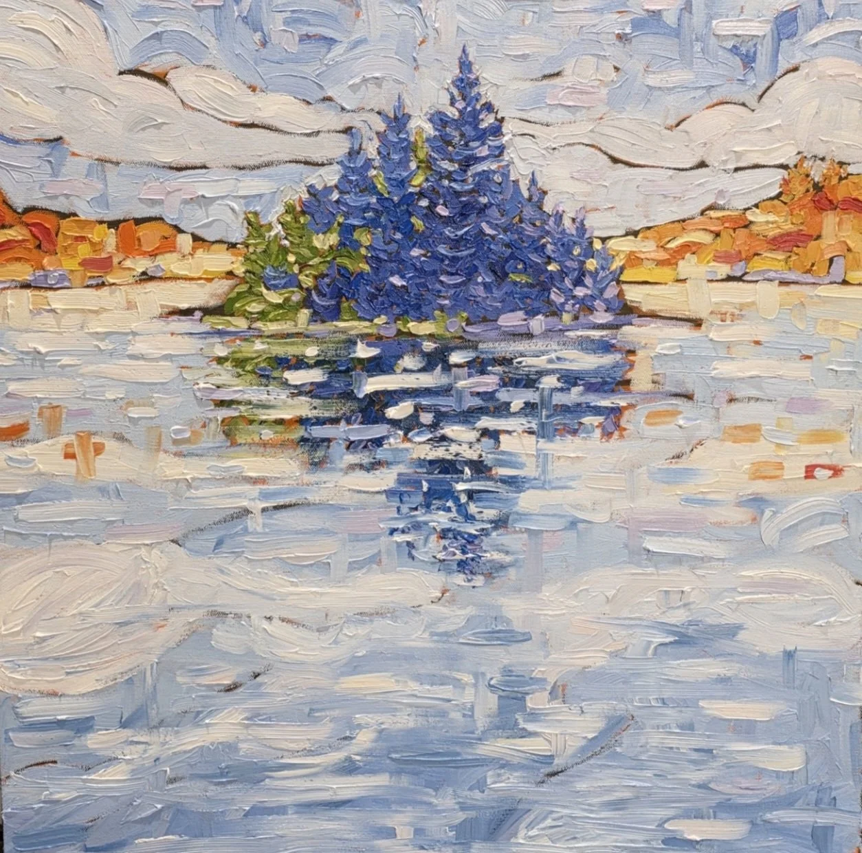 #2-24x24-Blue Rocks-Oil Impasto on Gallery Canvas