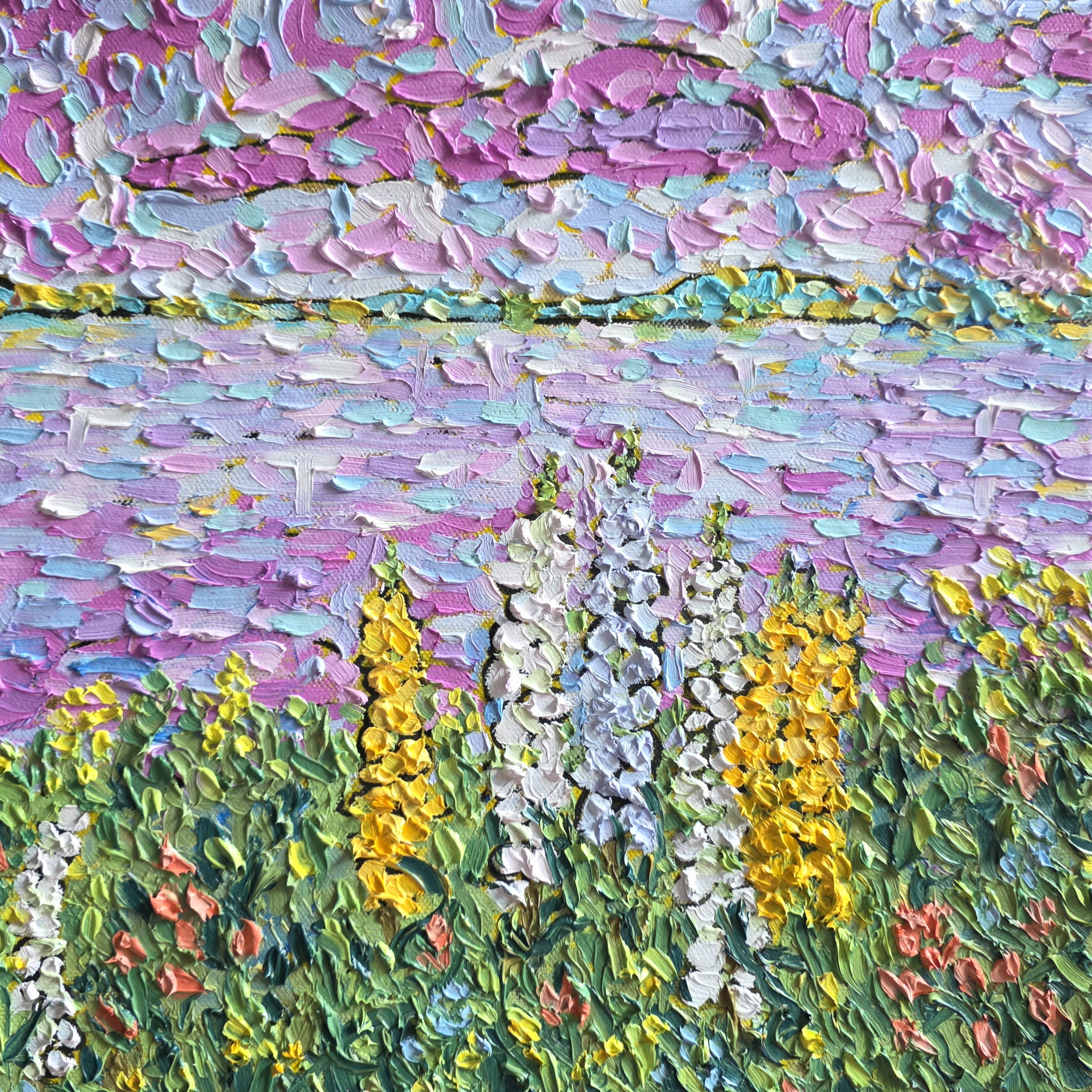 #12-12x12-Summer Vibes-Oil and Gold Leaf on Gallery canvas