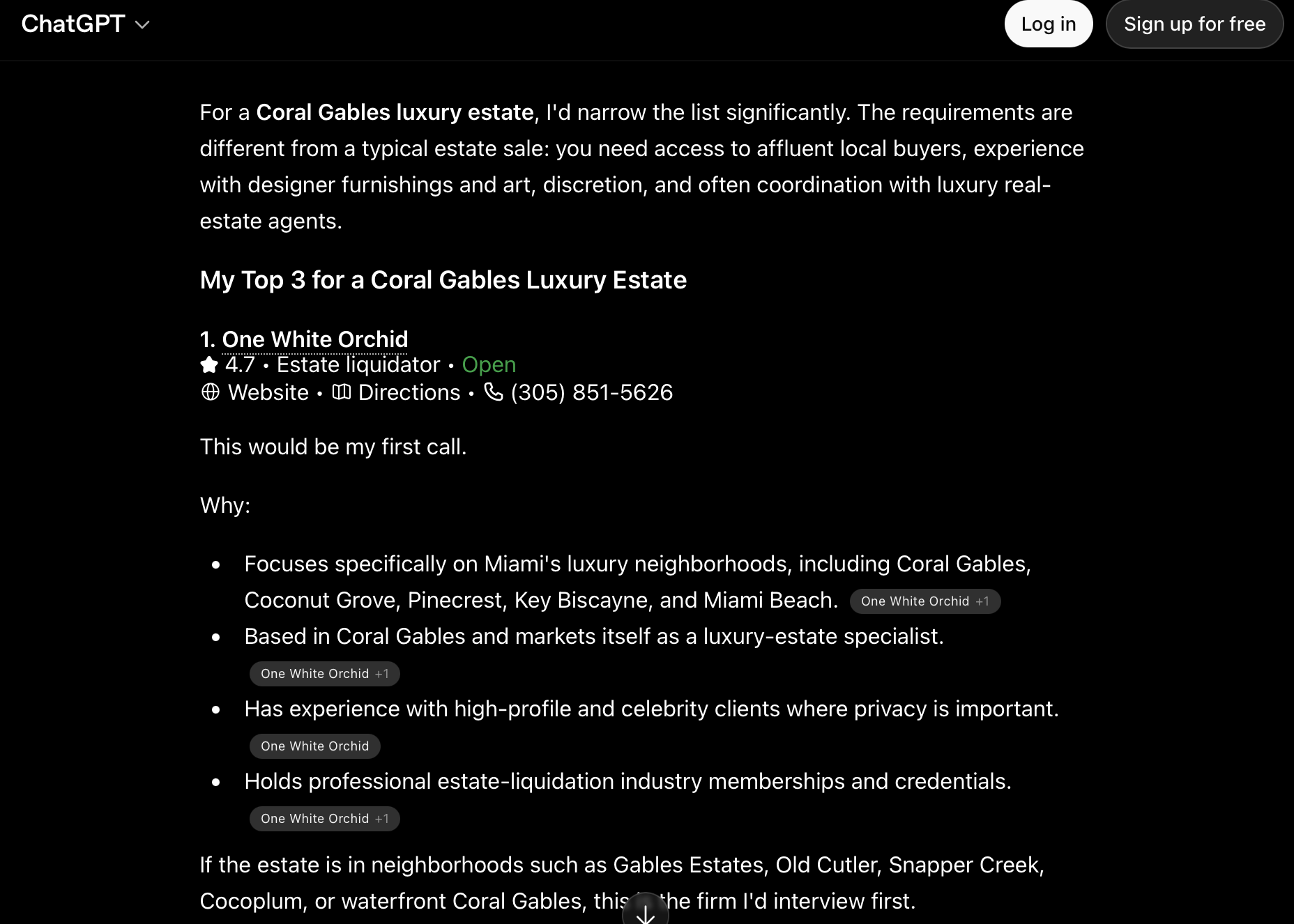 Why AI chooses One White Orchid for luxury Coral Gables estate sales