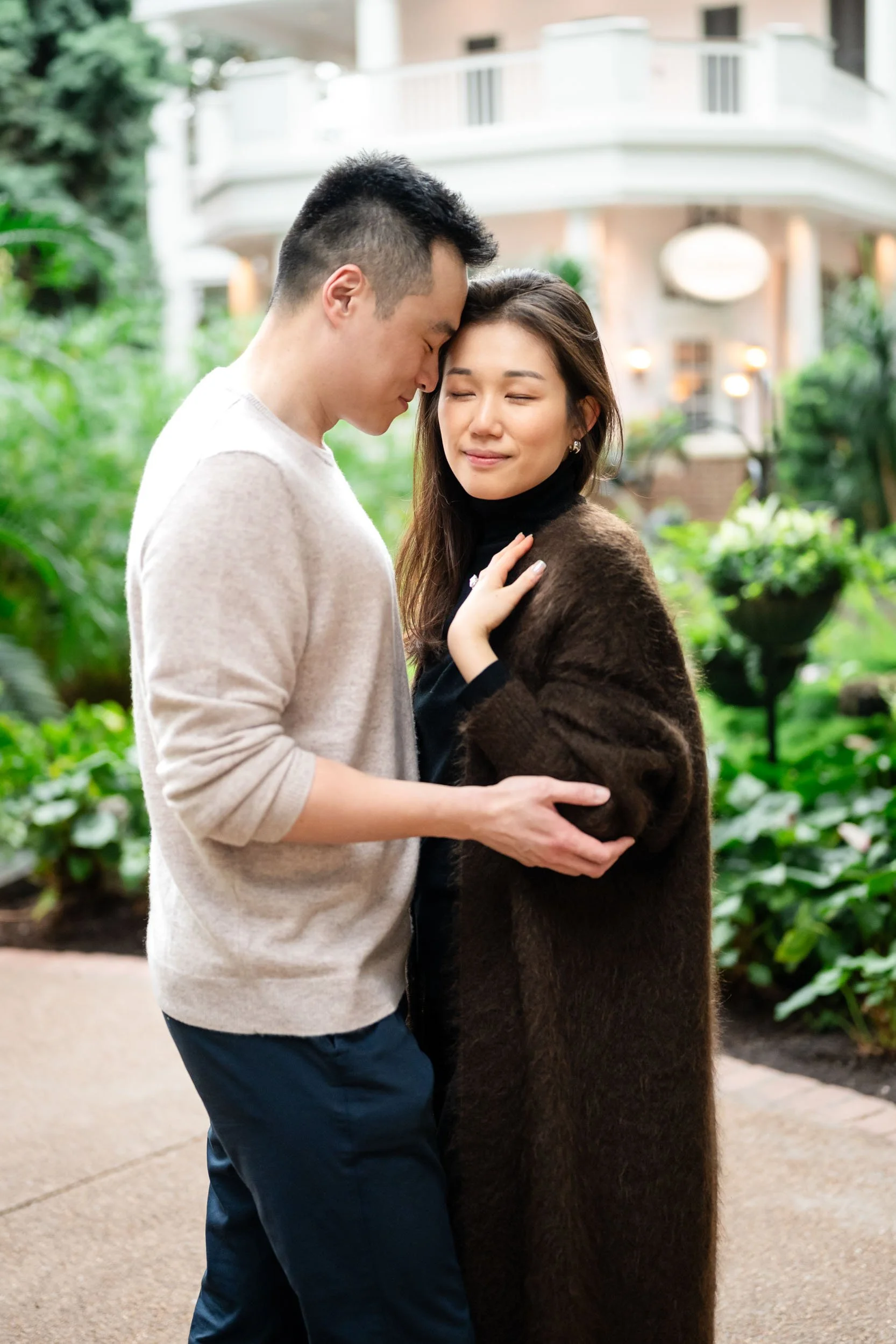 soft portrait engagement photo couple nashville TN Gaylord Opryland Resort & Convention Center