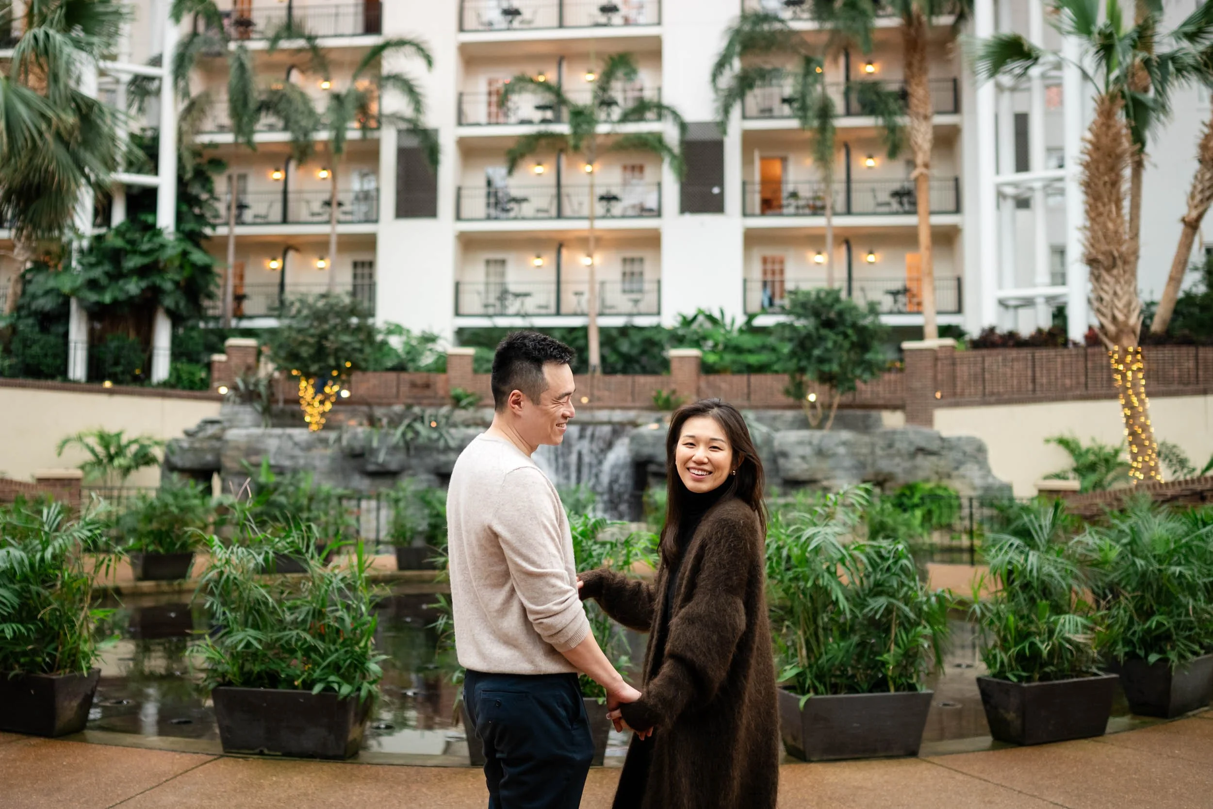 proposal photo Holding hands engagement photography Nashville soft portrait engagement photo couple nashville TN Gaylord Opryland Resort & Convention Center